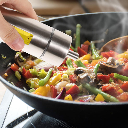 YARNOW Oil and Vinegar Salt Pepper Caddy Bottle Set Stainless Steel Spice Dispenser Salt Pepper Shaker Vinegar Bottle Caddy Removable with Base Stand for Kitchen Countertop