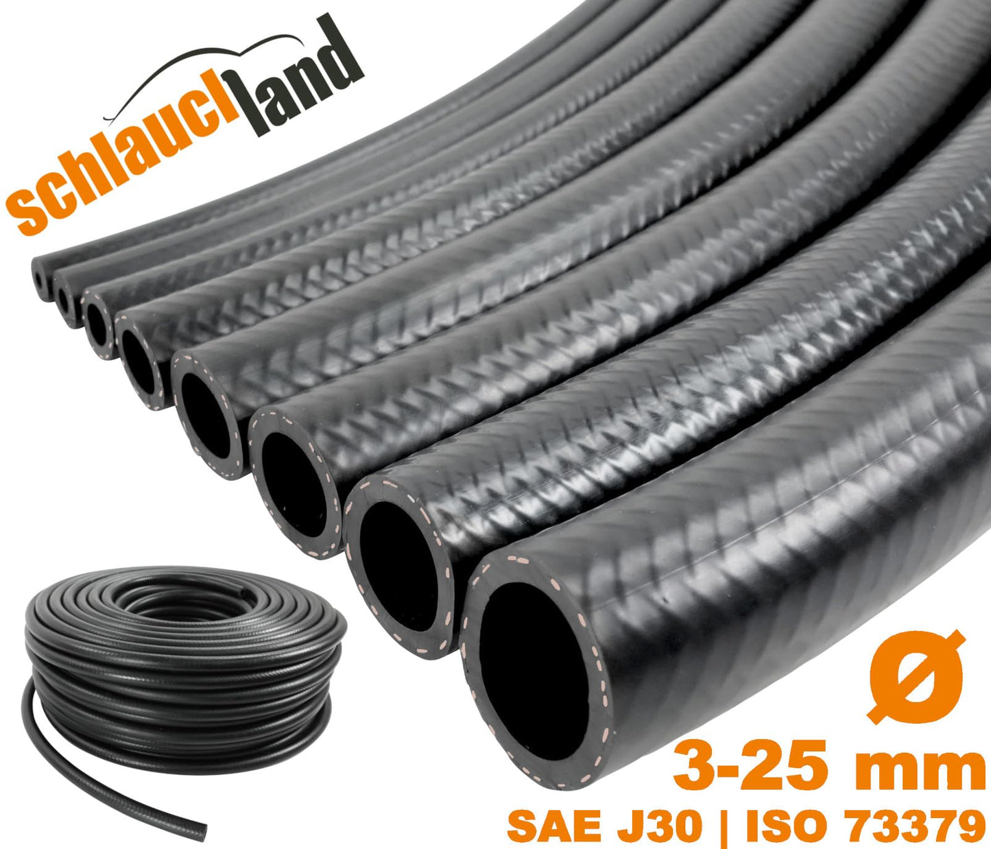 8m NBR petrol hose Ø 4 x 10 mm fuel hose diesel hose 100°C ** MANY SIZES & LENGTHS ** oil hose fabric-reinforced rubber hose oil line DIN 73379 fuel line car automotive