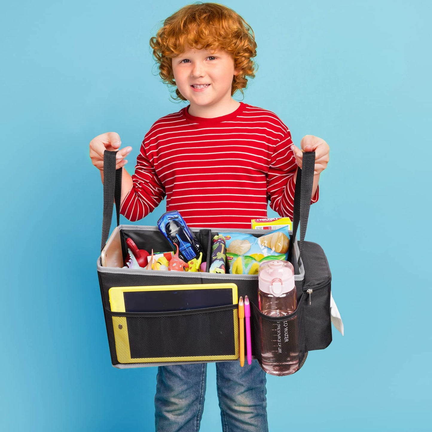 Alijees Car Organizer - Foldable storage boxes for the back seat or trunk. Storage box for diapers, toys, etc. next to the child's car seat.