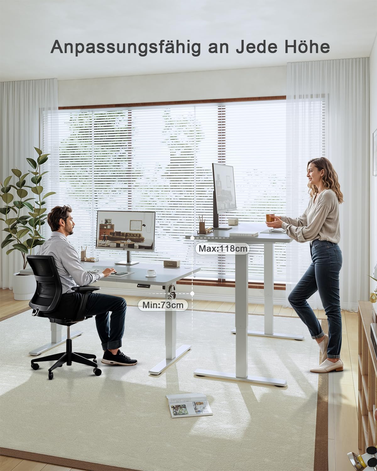 JUMMICO Height Adjustable Desk with USB Charging Port 200 x 80 cm, Electric Height Adjustable Desk, Standing-Sitting Table Standing Desk Adjustable Computer Table, Standing Desk, Gray