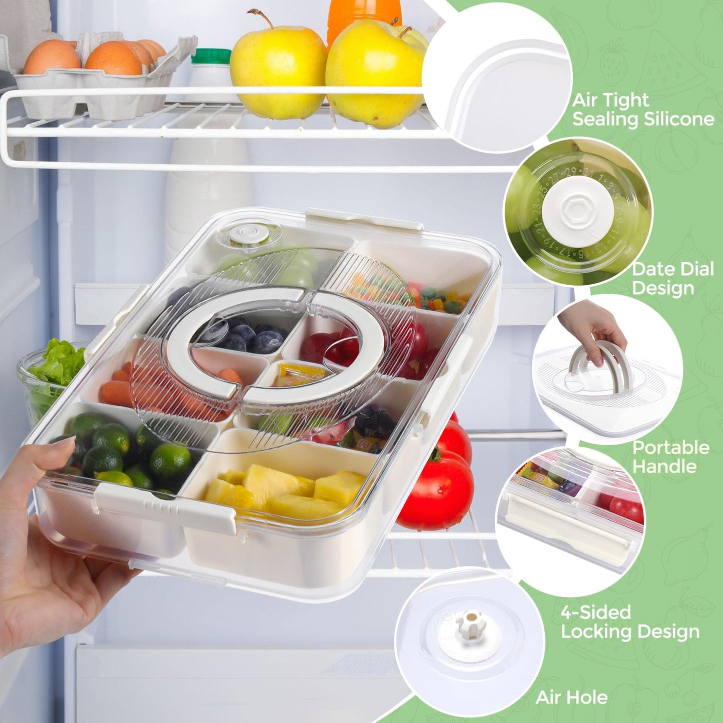 Luxear snackbox with 14 compartments, 2 sets of snack plates with lid and handle, reusable snack bowl for kids, snack container organizer for snacks, nuts, fruits, spices, for parties, picnics, dishwasher safe.