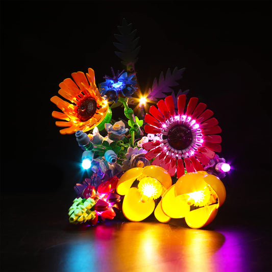 LED light set for Lego Wildflower Bouquet set 10313 (no model), LED lighting set for Lego Icons Wildflower Bouquet 10313 artificial flowers Valentines Day gift for adults unique home decor