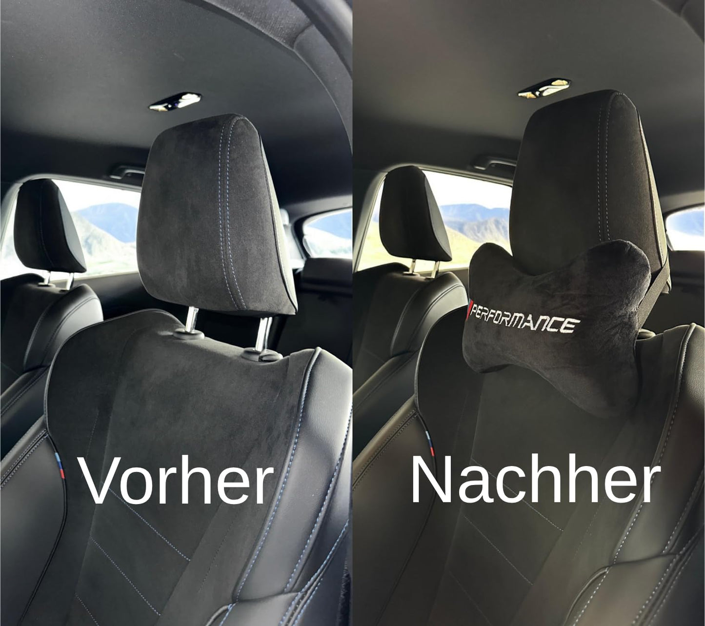 FS 2X Car Neck Pillow - Ergonomic Neck Support for Headrest - Adjustable Head Pillow - Comfort Car Accessory for Long Drives - Universally fitting - sporty & high quality