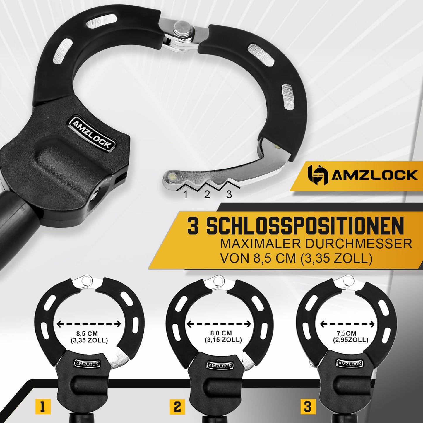 AMZLOCK E Scooter Lock with Bag | 8mm Thick Chain Lock | Handcuff Lock for E Scooter | with 3 Keys | 1.6kg/75cm High Security Lock