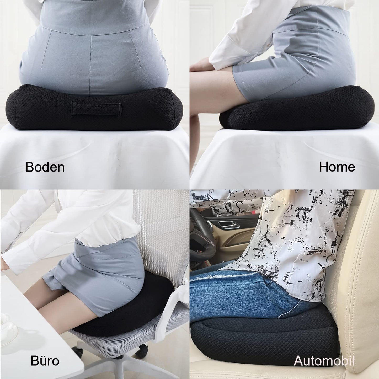 WYJHNL Ergonomic/Orthopedic Seat Cushion for Office Chair/Car, Seat Pad/Seat Pads/Seat Heightening Car Adult Seat Heightening for Bottom, back pain, Floor, Chair 40x40cm Black