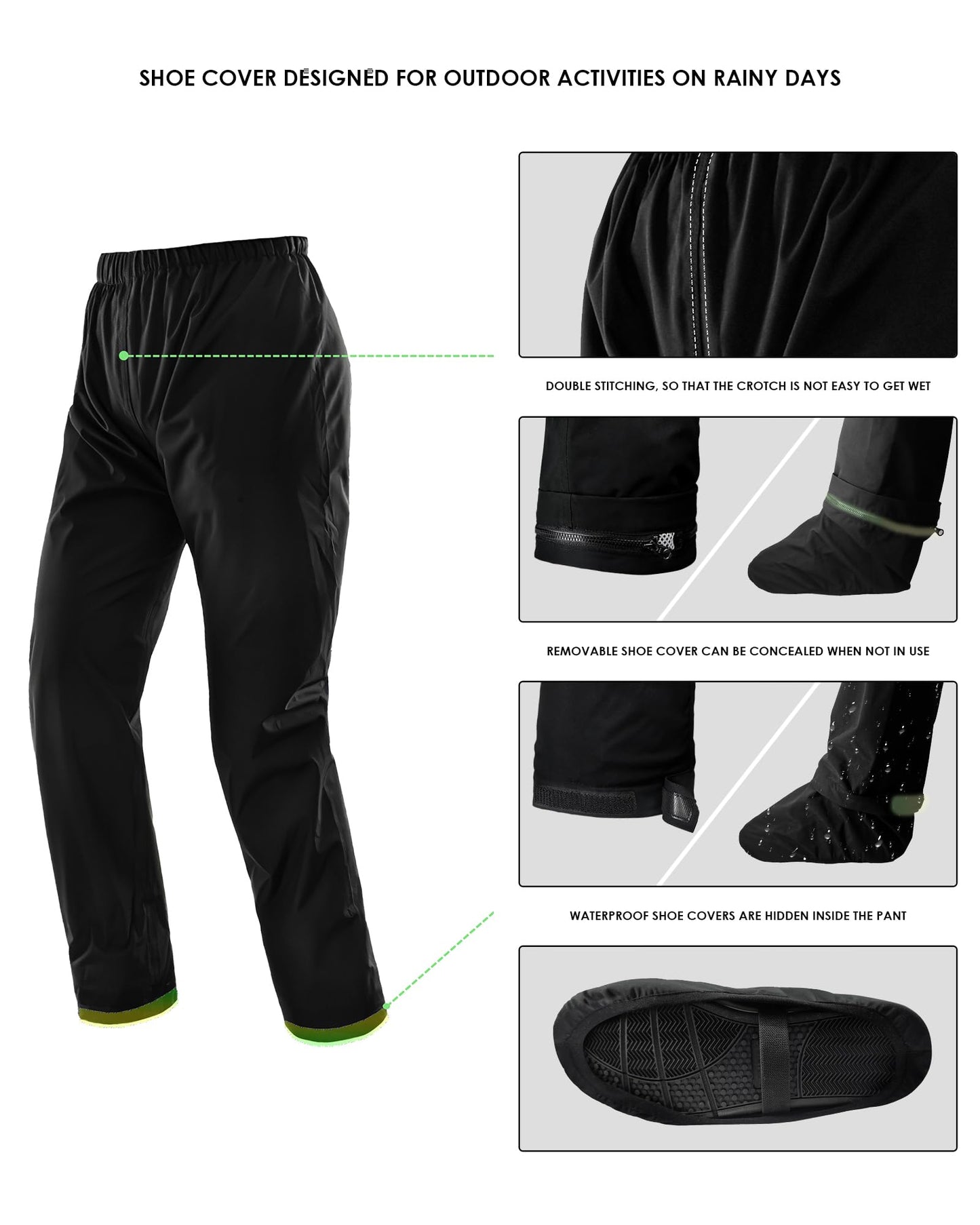 IRON JIA's men's motorcycle rain suit waterproof windproof breathable reflective with hood with zipper high-quality outdoor raincoat-black-L