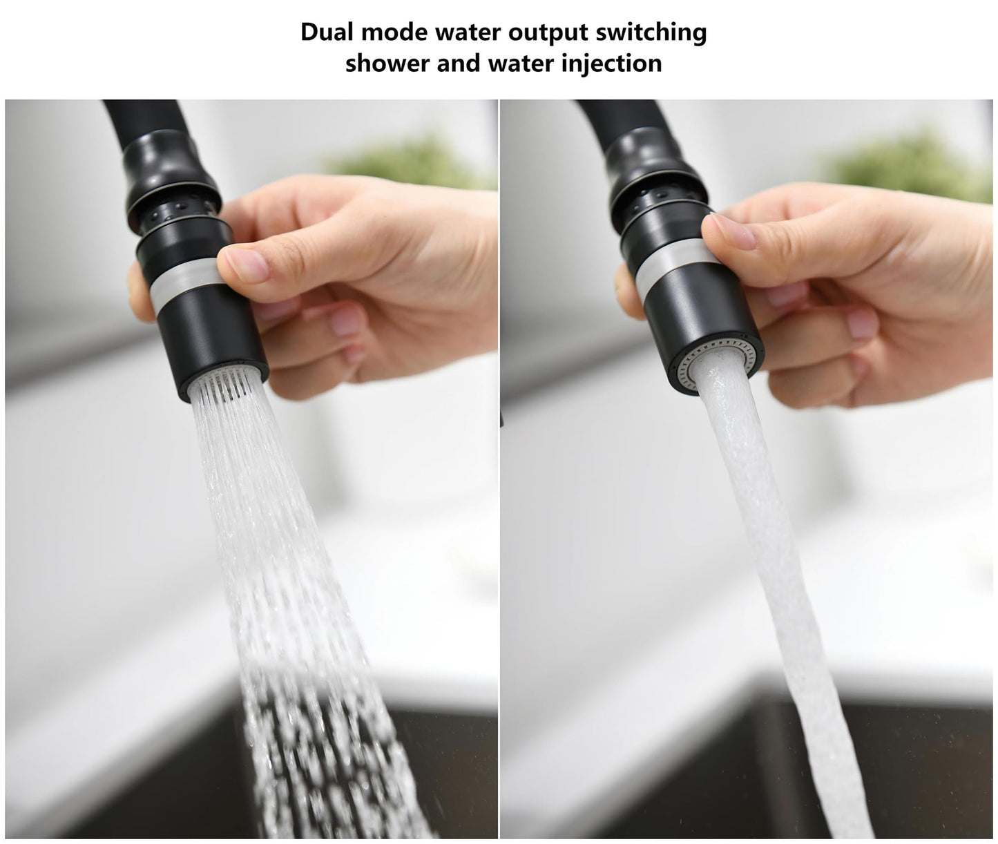 Pre-Window Kitchen Faucet with 360° Adjustable Water Tap with 2 Spray Modes, 360° Rotatable Faucet and Under-Window Installation, Ideal Mixer for Kitchens Below the Window (Black)