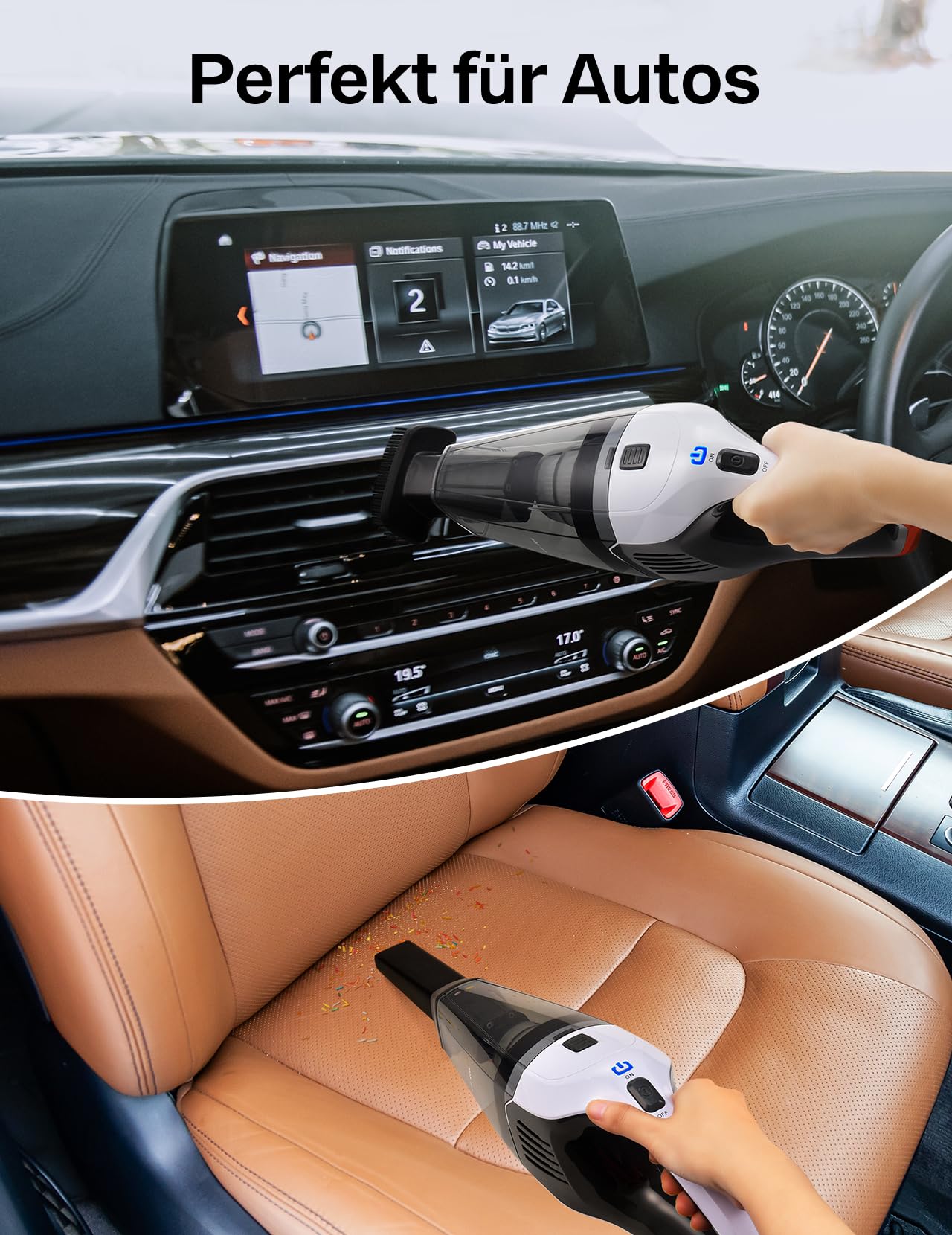 Handheld vacuum, powerful, portable, lightweight, cordless handheld vacuum with 25-30 minutes of long runtime, rechargeable battery, and fast charging for car, carpet, stairs, pet hair.