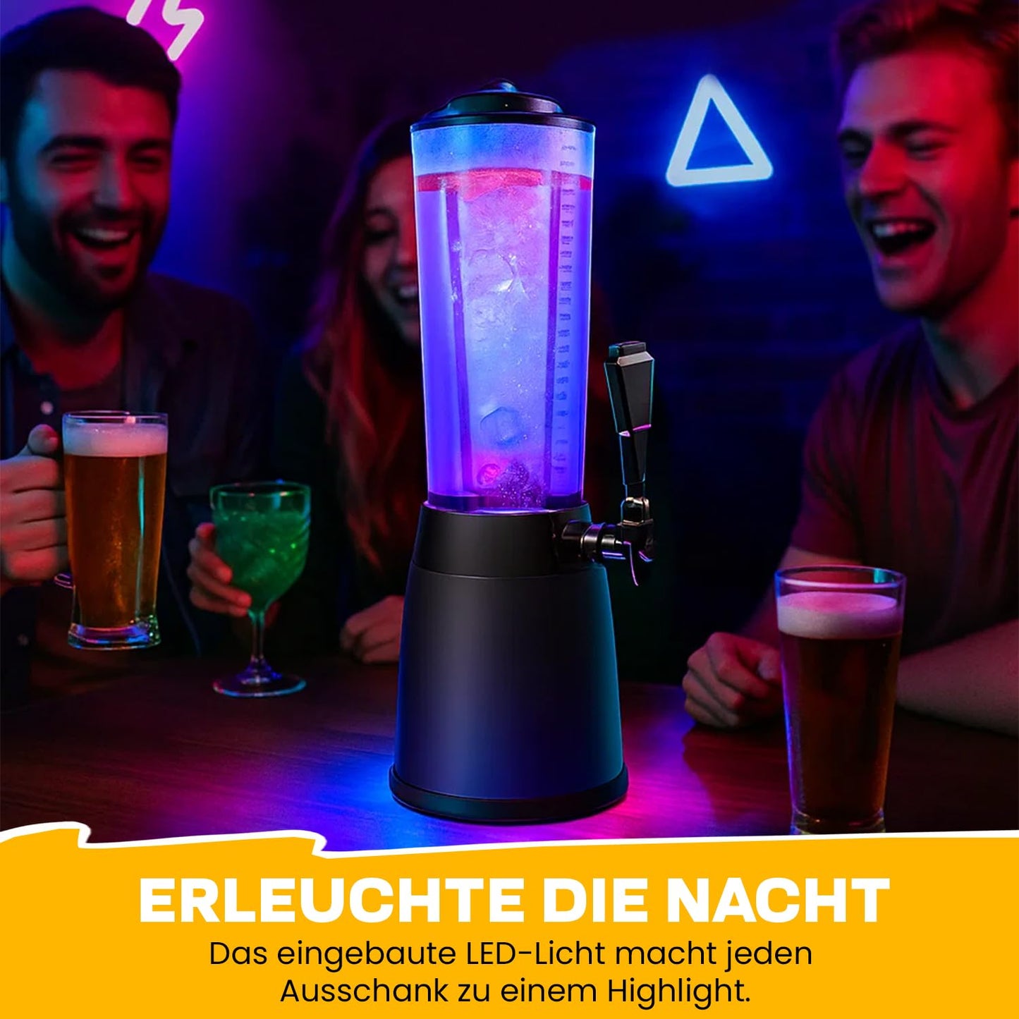 4.0L beer column tap tower cult beer tower drink column beverage dispenser beverage column with 1.3L ice cooling (black)