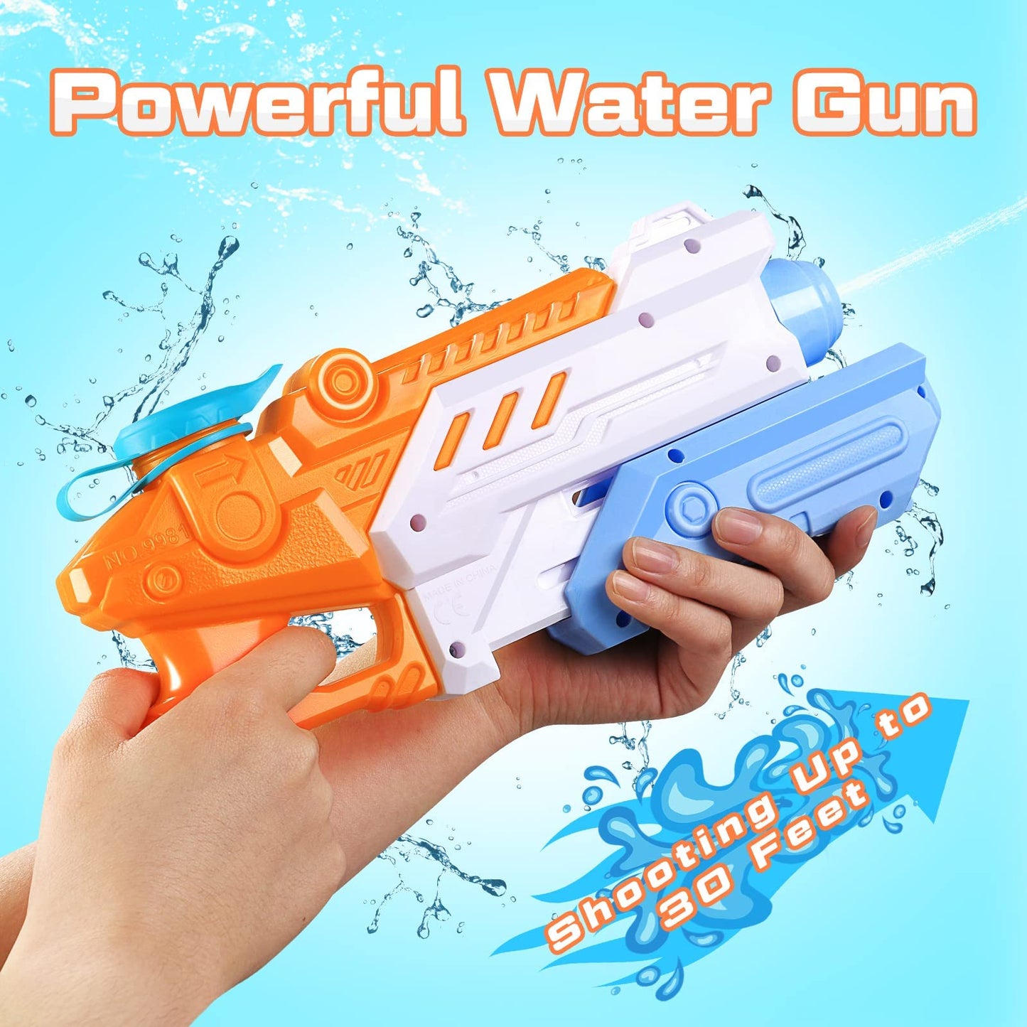 RONSTONE Water Gun Kids 4 Pack - Water guns with 9 meter range and 300ML water capacity - Summer swimming pool beach water battle water squirt gun toy