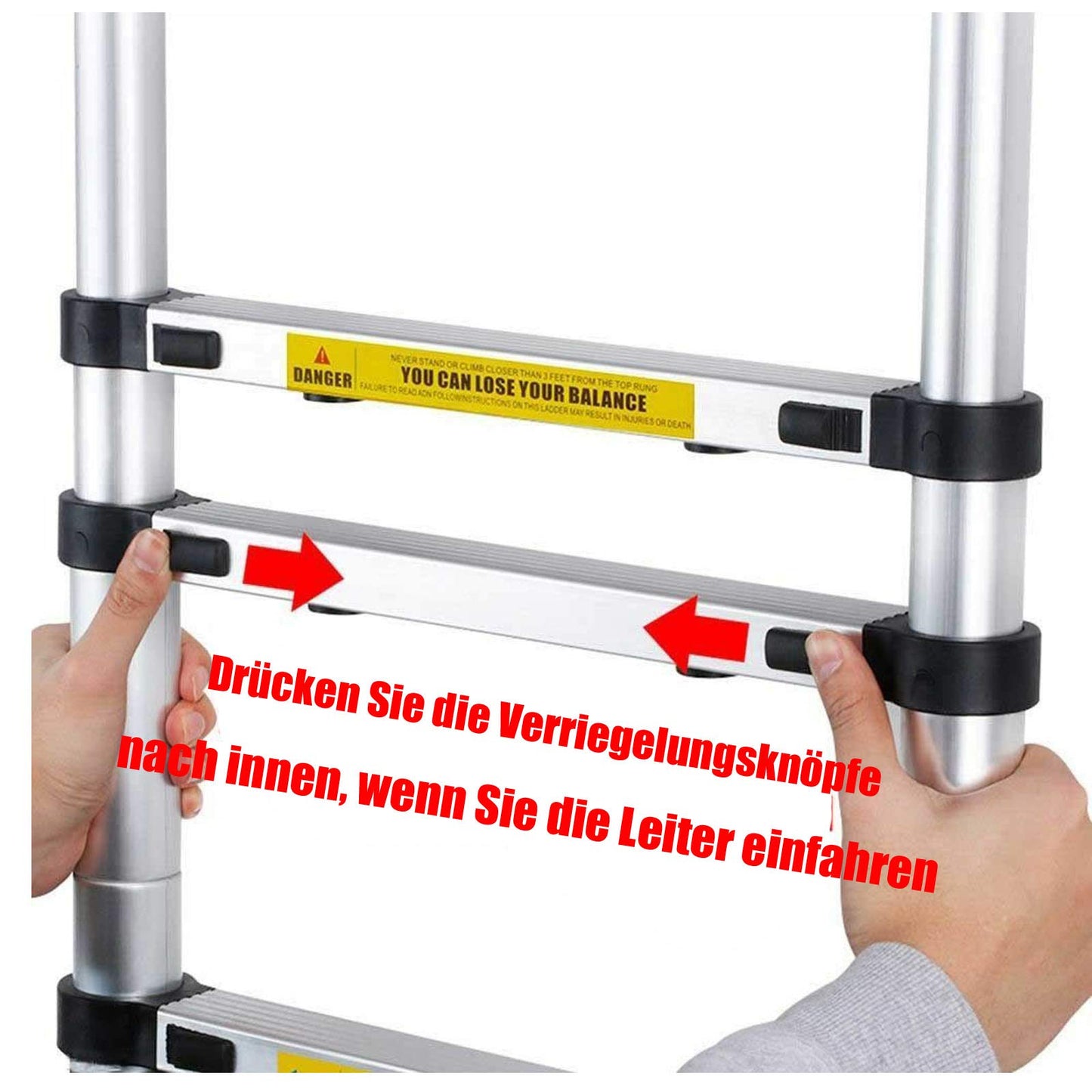 Multipurpose ladder 4.4m telescopic ladder aluminum folding ladder Non-slip Extendable Sturdy Step ladder 150 kg/330 lbs capacity