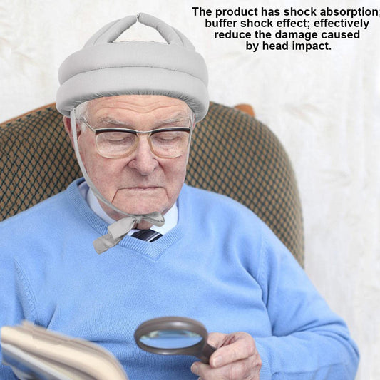 Anti-fall head protection helmet, protective hat for elderly individuals. Provides collision and fall protection. (Light gray top)