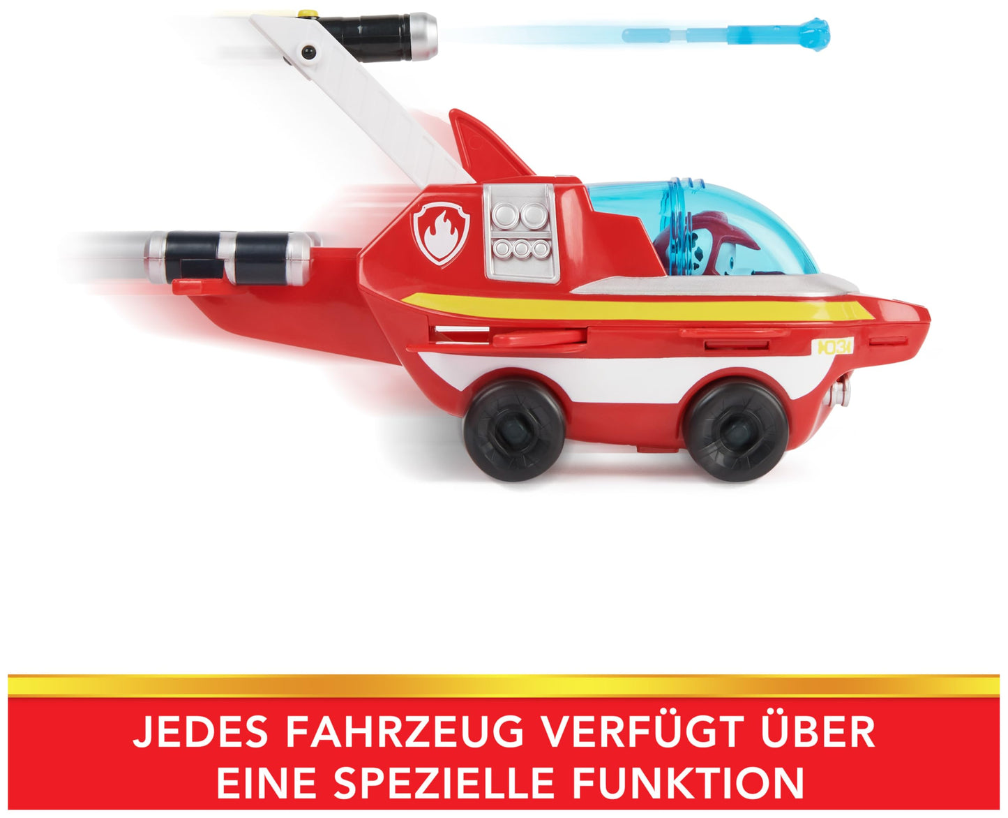 PAW Patrol, Aqua Pups - Base vehicle toy car in dolphin design with Marshall puppy figure, suitable for children aged 3 and up.