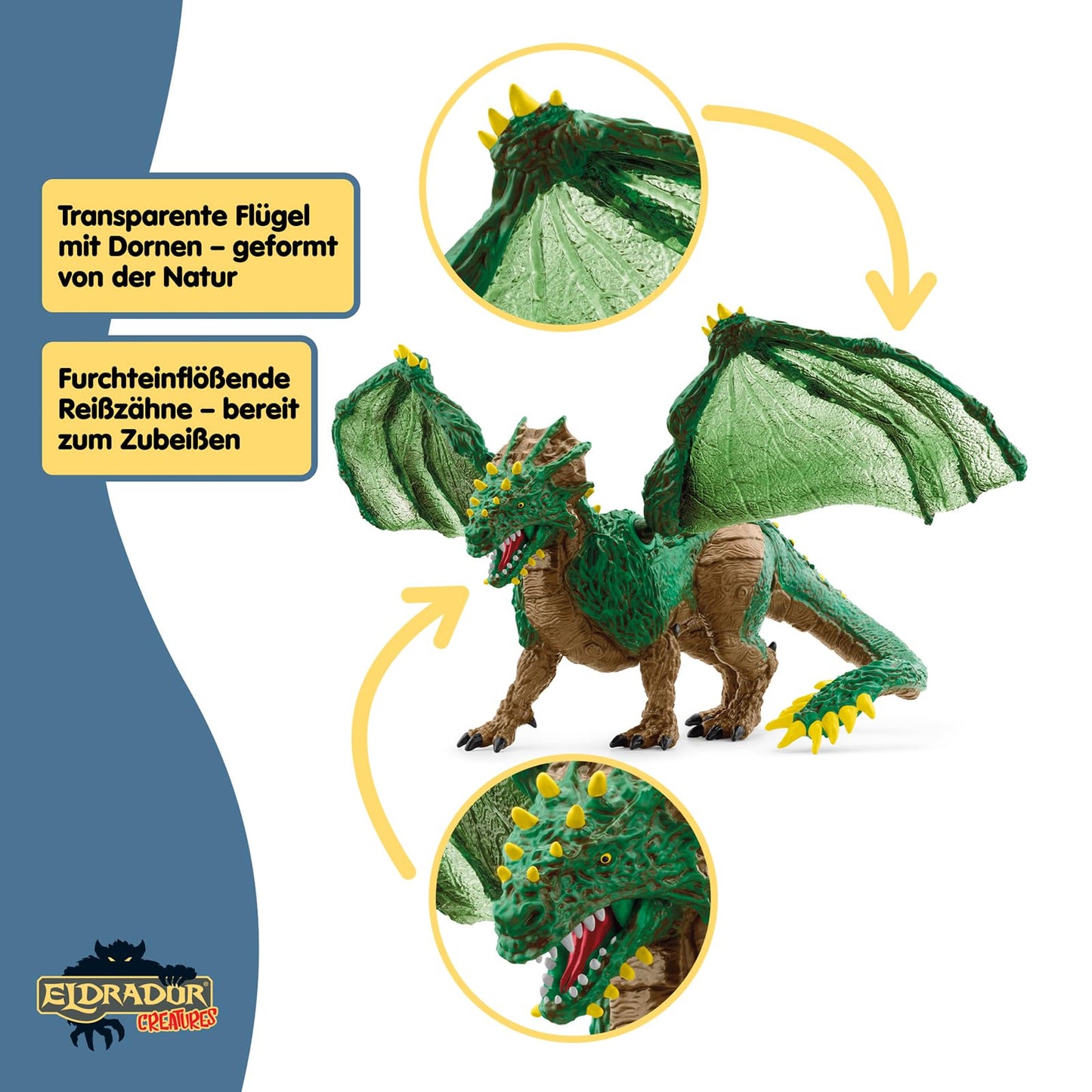 SCHLEICH ELDRADOR Creatures | Jungle Dragon 70791 | detailed monster figurine with movable wings | great gift for girls and boys | toy for ages 7+ | 28 x 17 x 11 cm
