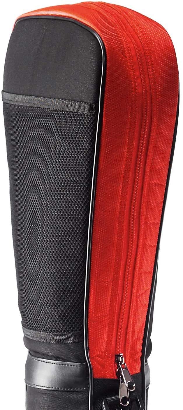 Golf bag/pencil bag/travel bag/range bag/pistol bag/carry bag with integrated protective cover and external pocket in color: black - red.