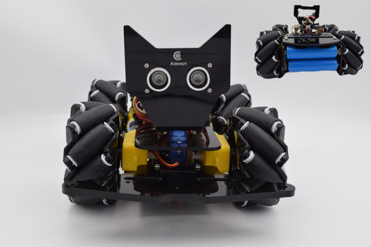 Adeept 4WD Omni-Directional Mecanum Wheels Robotic Car Kit for Raspberry Pi Pico. DIY STEM Remote Controlled Educational Robot Kit with LCD Display and Tutorials.