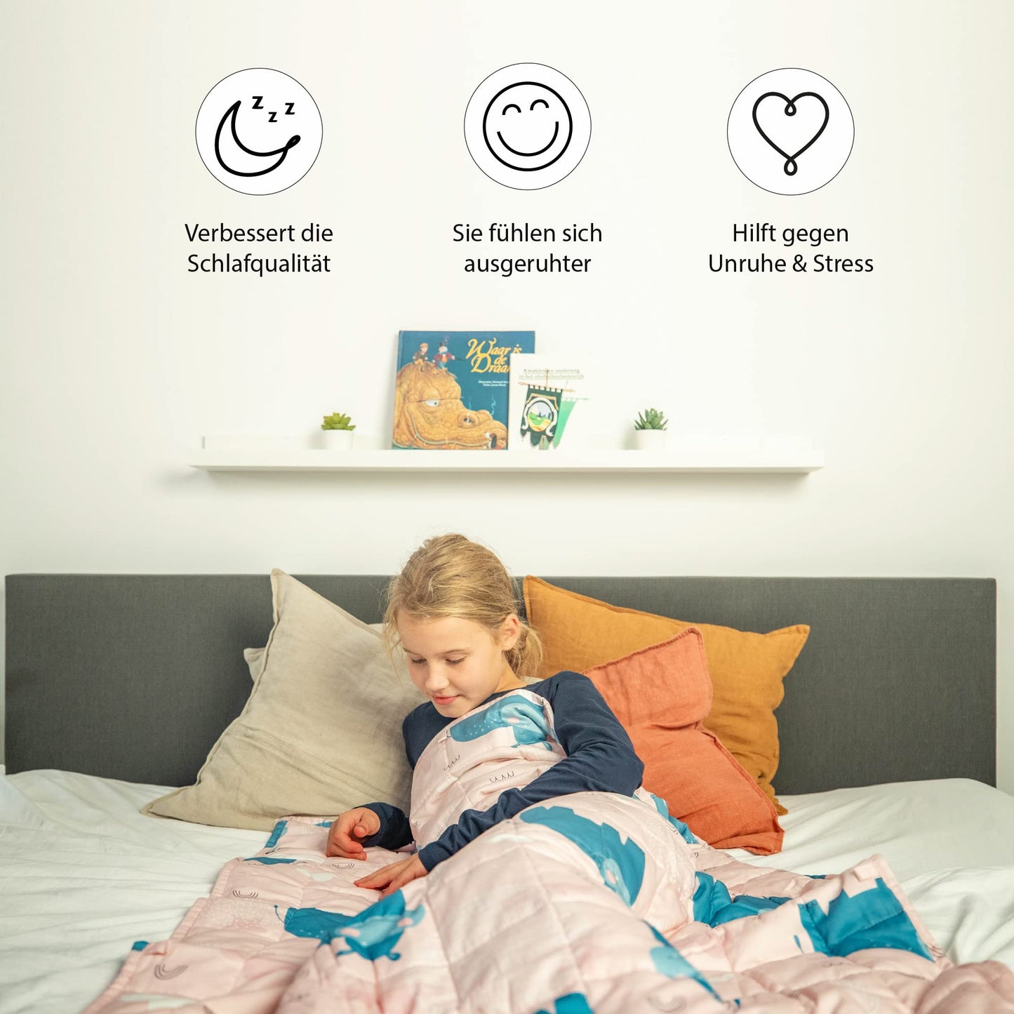 Ella Kids Weighted Blanket 5.3 lbs 36x48 inches - Therapy Blanket, for stress relief & anxiety, Hypoallergenic Glass Beads, soft & cooling Cotton Outer Layer, for children 33-55 lbs - Hippo