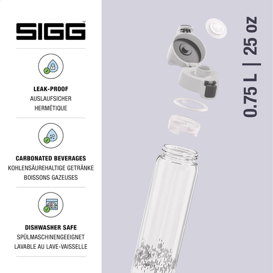 SIGG - Tritan drinking bottle - sports bottle Total Clear ONE MyPlanet Anthracite - carbonated drinks - dishwasher safe, leak-proof, scratch-resistant - BPA-free - sports & fitness - Grey - 0.75L