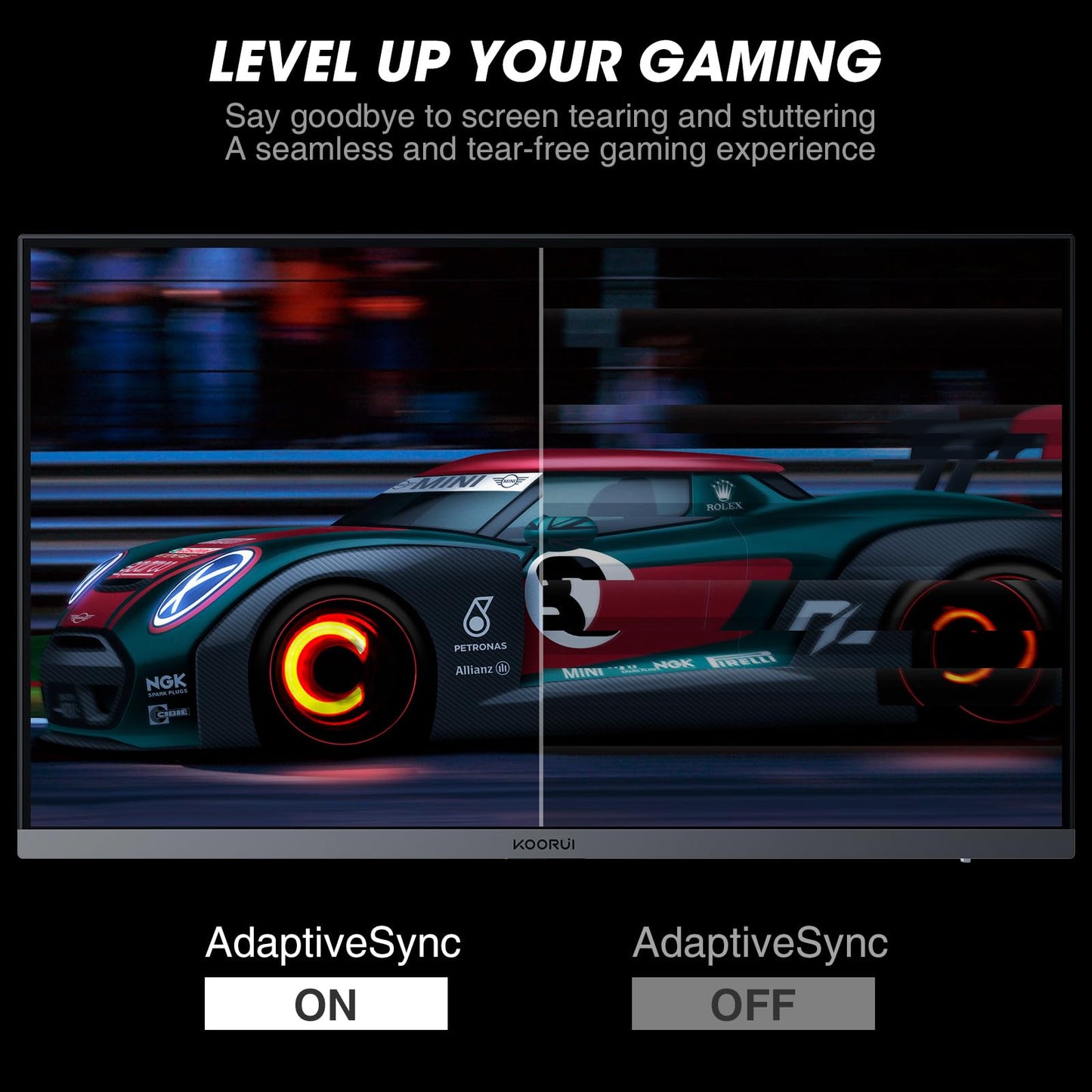 KOORUI Gaming Monitor 27 inch, Full HD Frameless Screen 165Hz Adaptive Sync (1ms, VA Panel, Eye-Care, 1920 x 1080, 2xHDMI 2.0, & DisplayPort 1.4, VESA 75x75mm, DCI-P3 90%)
