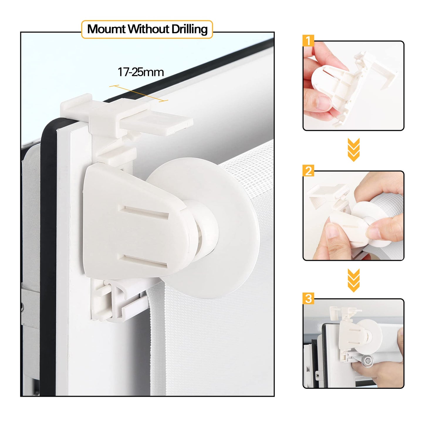 BelleMax Double Roller Blind Clamp Fix without drilling & with drilling, White 80x210cm (WxH), Duo Roller Blind, Sun protection light-permeable opaque, Clamp Roller Blind Window Blind, Roller Blinds for Window and Door