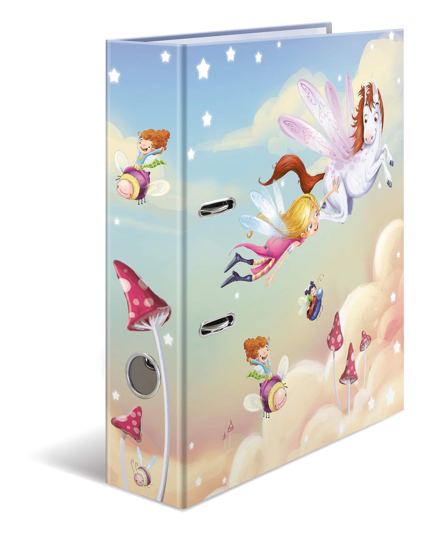 HERMA A4 Fairy Set of 10 folders, 7 cm wide, ring binders with kindergarten designs, colorful file folders with inner print for boys, girls, and children.