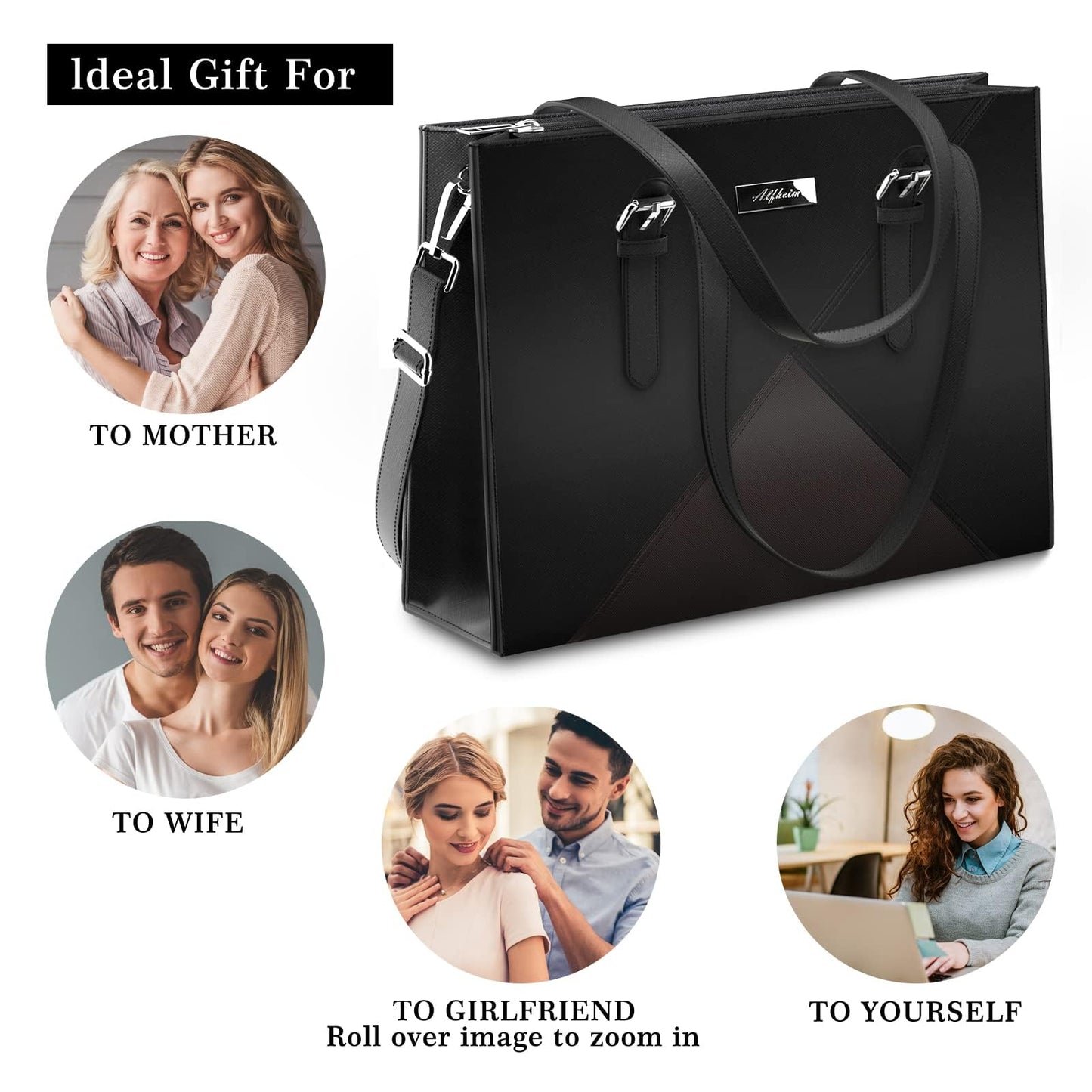 Alfheim Women's Laptop Briefcase 15.6-16 Inch Women's Shoulder Bag Large Briefcase Office Shopping College Compatible with MacBook Air/MacBook Pro 14 Inch A2442