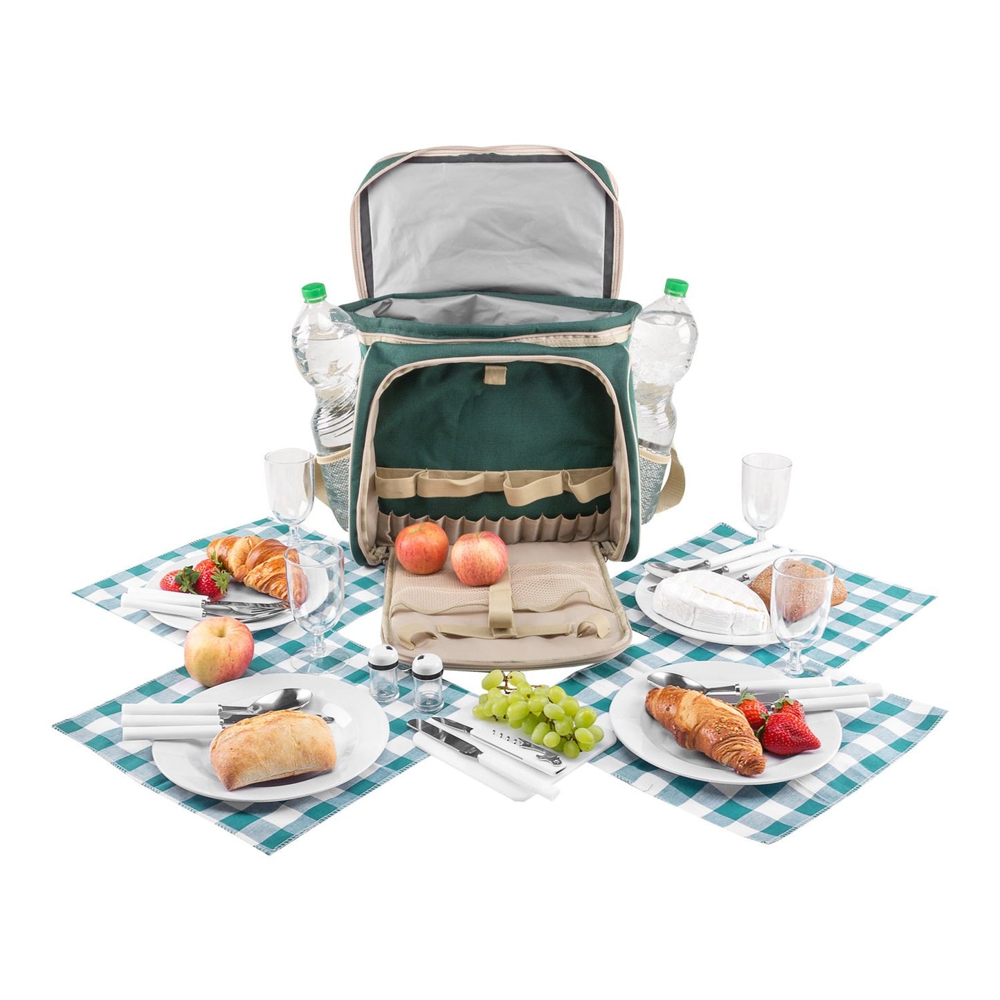 anndora picnic bag green beige cooler bag incl. accessories for 4 people 29 pieces
