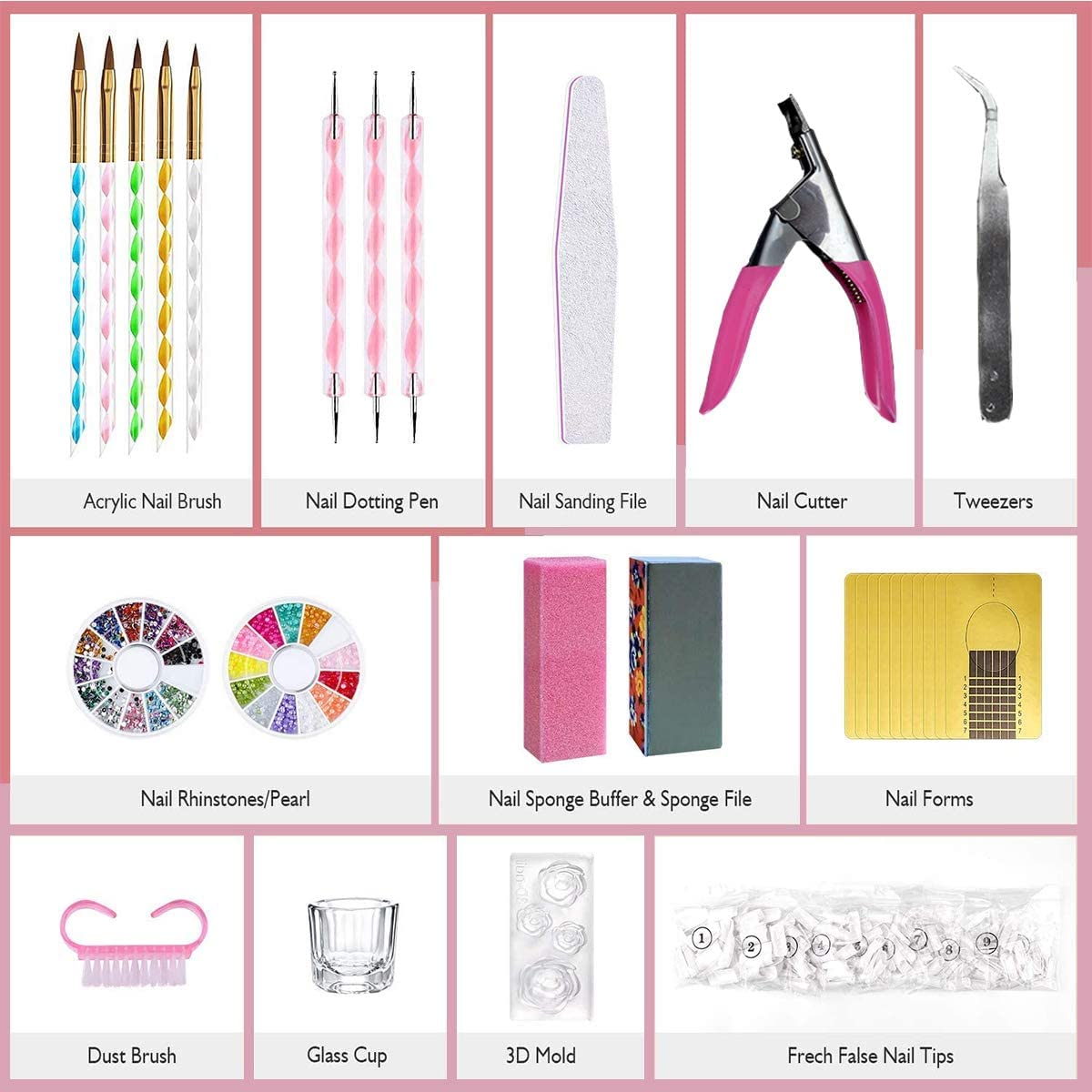 Acrylic Nail Kit with acrylic powder liquid and basic acrylic nail art tools nail DIY decoration acrylic nails starter kit gift box set