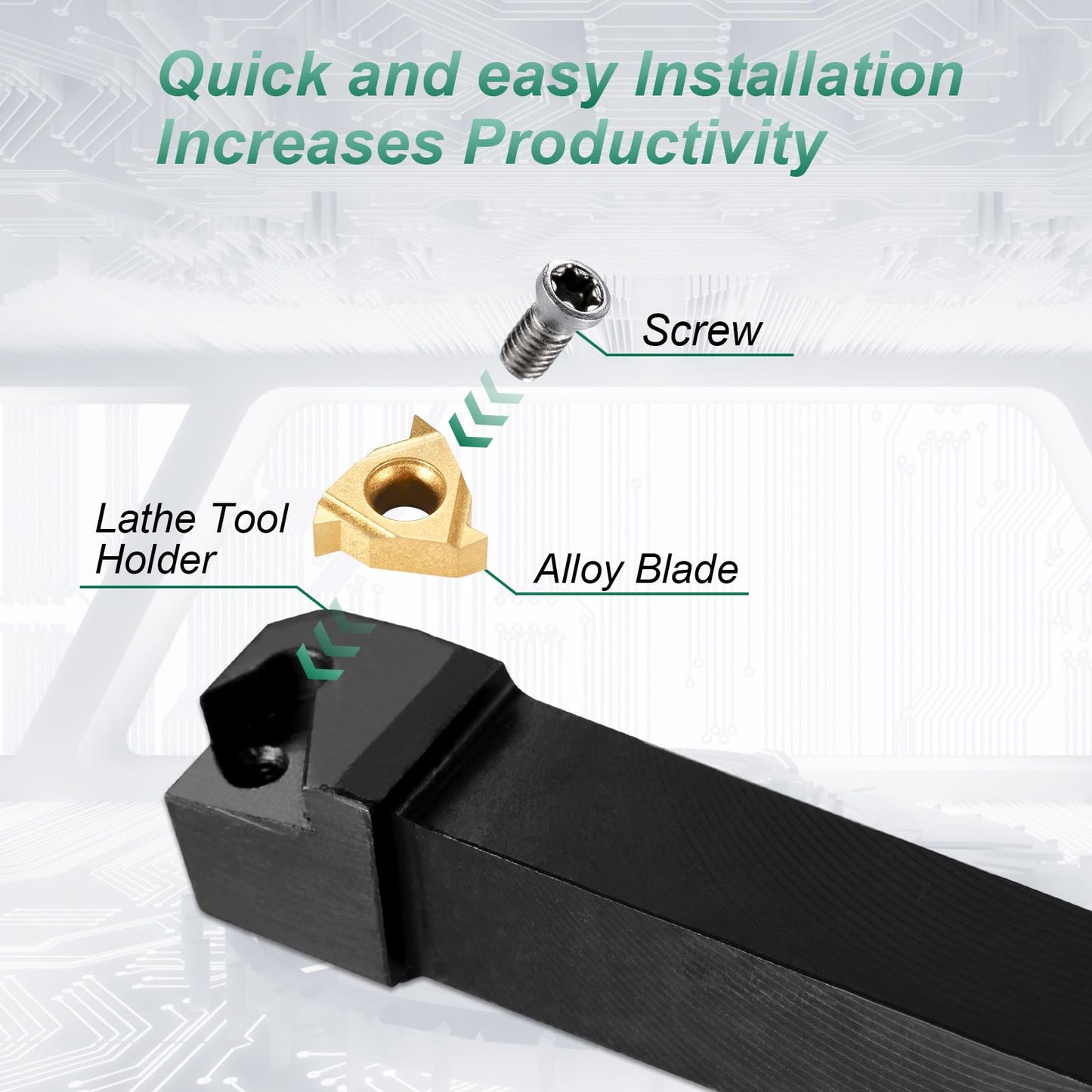 21 pieces of turning tools with indexable inserts boring bar turning tool holder set, 7 x lathe holder, 7 x carbide inserts, 7 x wrenches (12 mm)