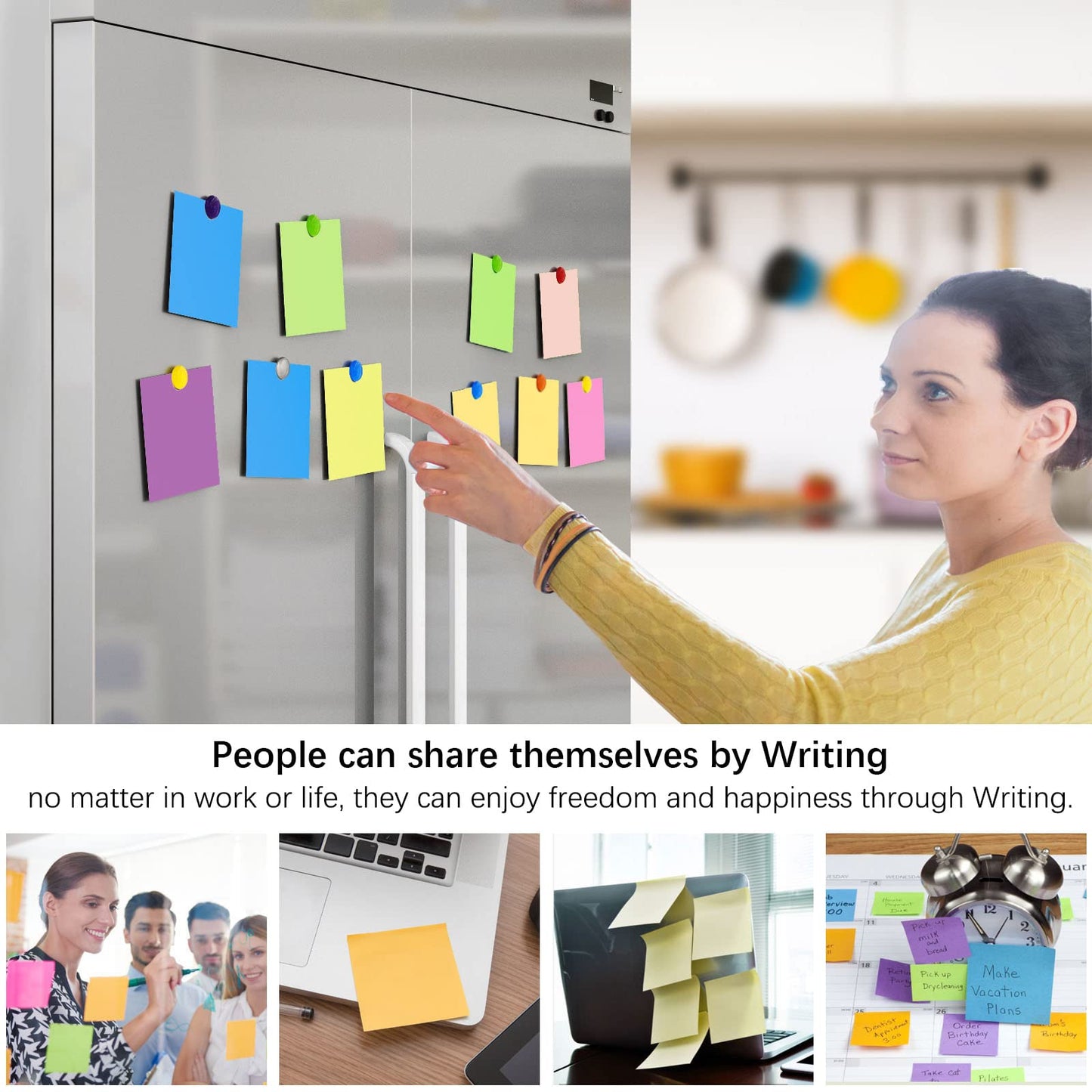 28 pack colorful sticky notes, self-adhesive sticky notes 76 x 76 mm, bright sticky notes colorful square sticky notes for office home school meeting, 72 sheets/block.