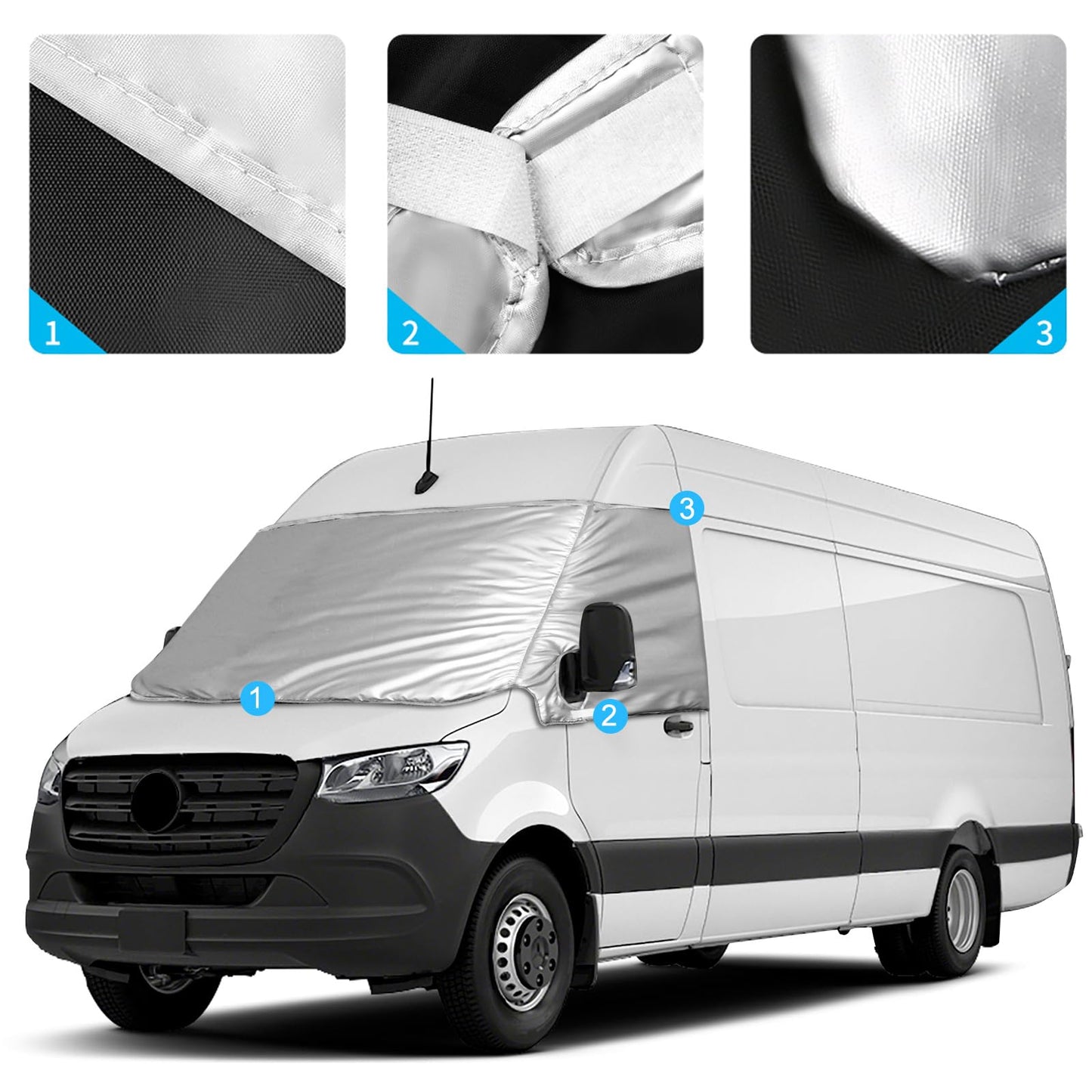 Windshield Wrap Cover Replacement for Mercedes Sprinter 2019-2023, Car Windshield Cover, 600D Luxury Sunshade Waterproof Snow-Ice Protection, Dust Cover