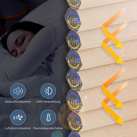 Grandekor blackout pleated honeycomb pleat without drilling White-Beige 65x110cm (WxH) Clamp Fix Pleated without drilling blackout thermal roller insulation, privacy - & sun protection