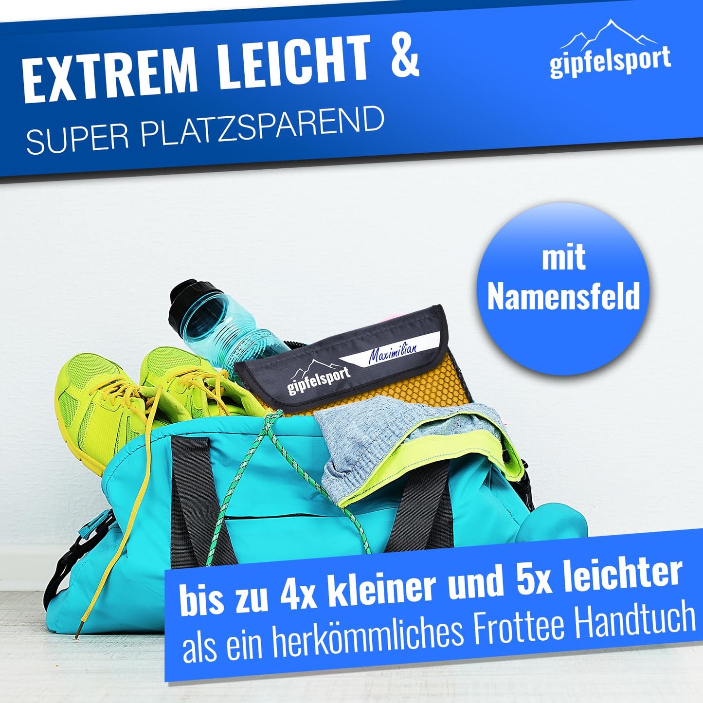 Summit sports microfiber towel - Microfiber towel set, beach towel, bath towel I large, quick-drying I for sports, beach, travel, outdoor, camping I light, thin, small I 200x90cm I Yellow