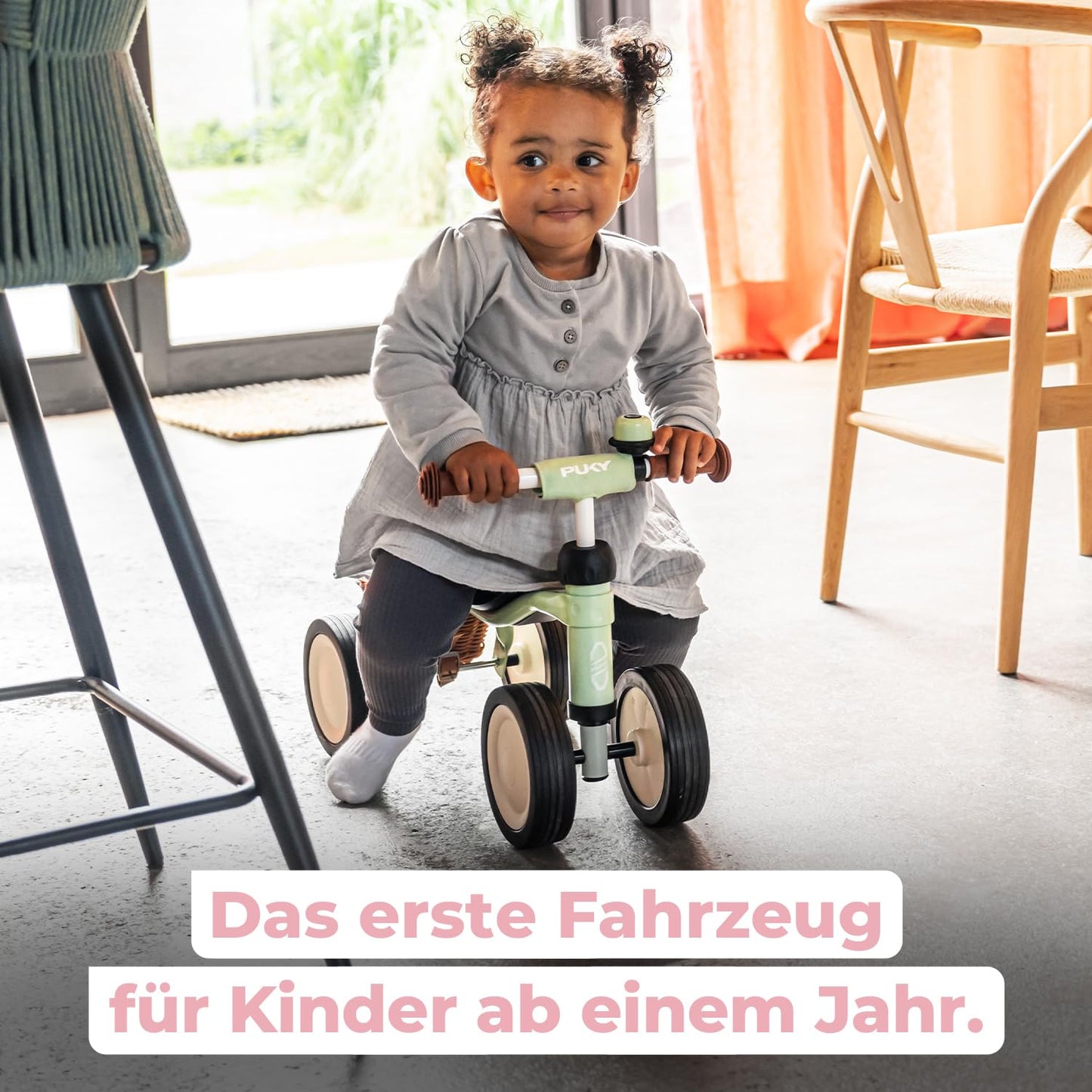 PUKY PUKYLINO Retro Rose | Indoor slide vehicle for children from 1 year | Walking aid | Baby toy | Ergonomic seat, safety handlebars & handlebar padding | Powder coating | Float wheels