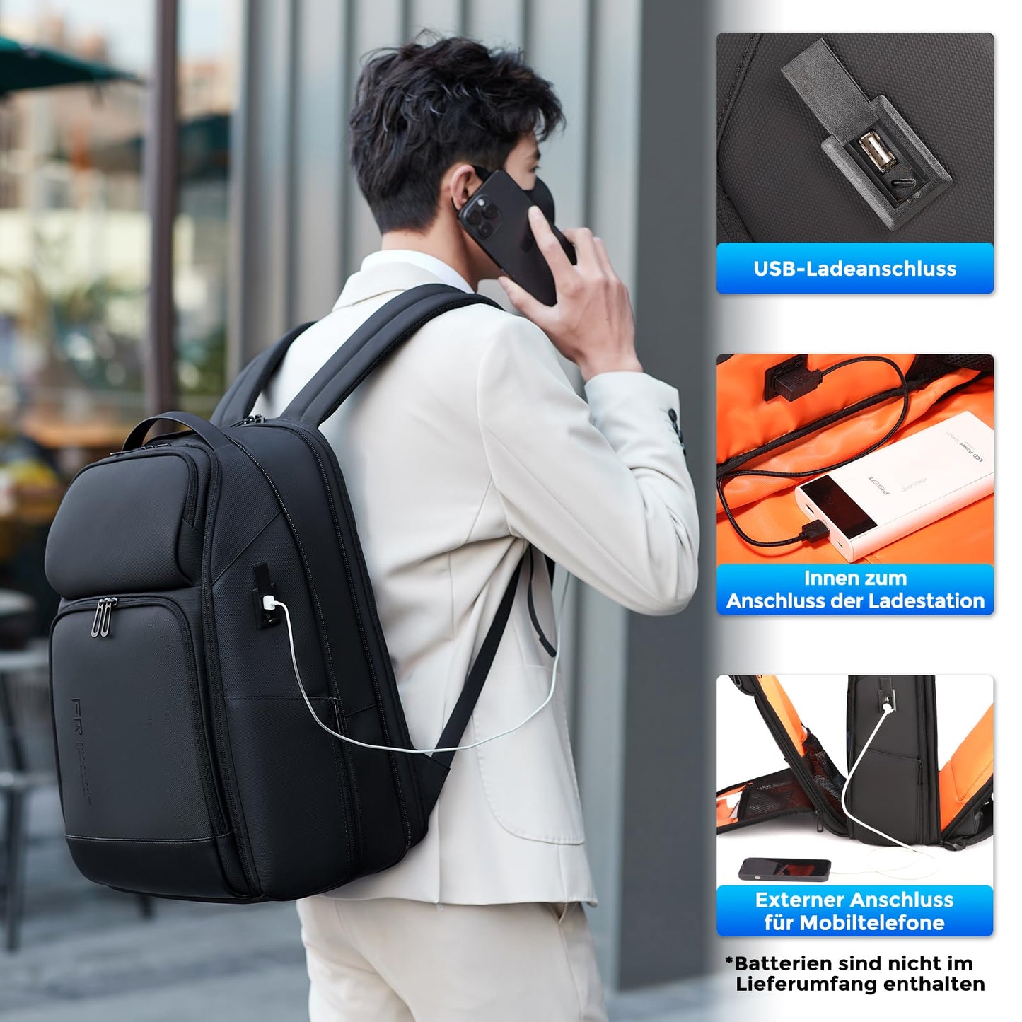 FENRUIEN Expandable Laptop Backpack Business Backpack Men Laptop Bag 17 Inch for Men and Women Girls Teenagers with Laptop Compartment USB Charging Port Backpack