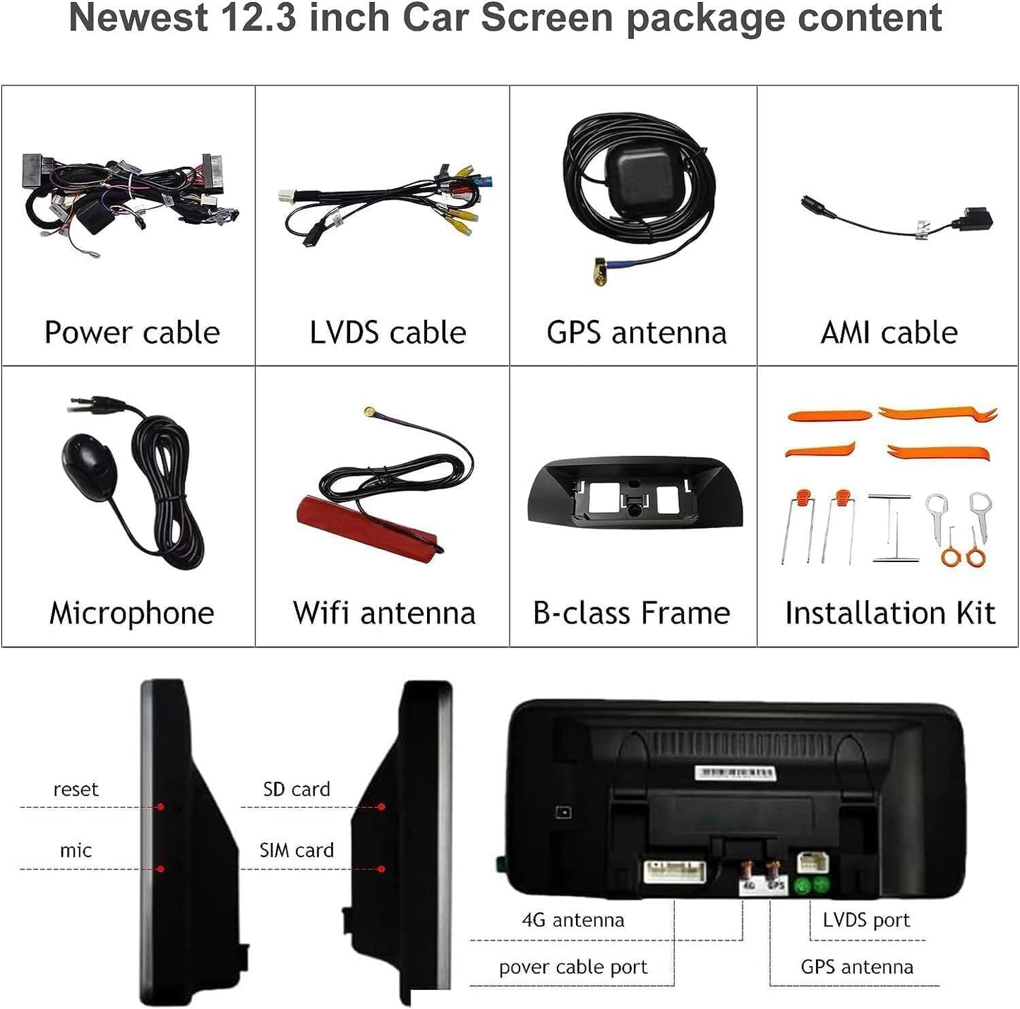 Android 13 Car Radio 12.3'' Touchscreen for 2013-2015 Mercedes Benz A/B-Class GLA CLA W176 W246 C117 X117 X156 with NTG 4.5/4.7, supports Apple Carplay, Android Auto, Mirror Link, 8G+128G