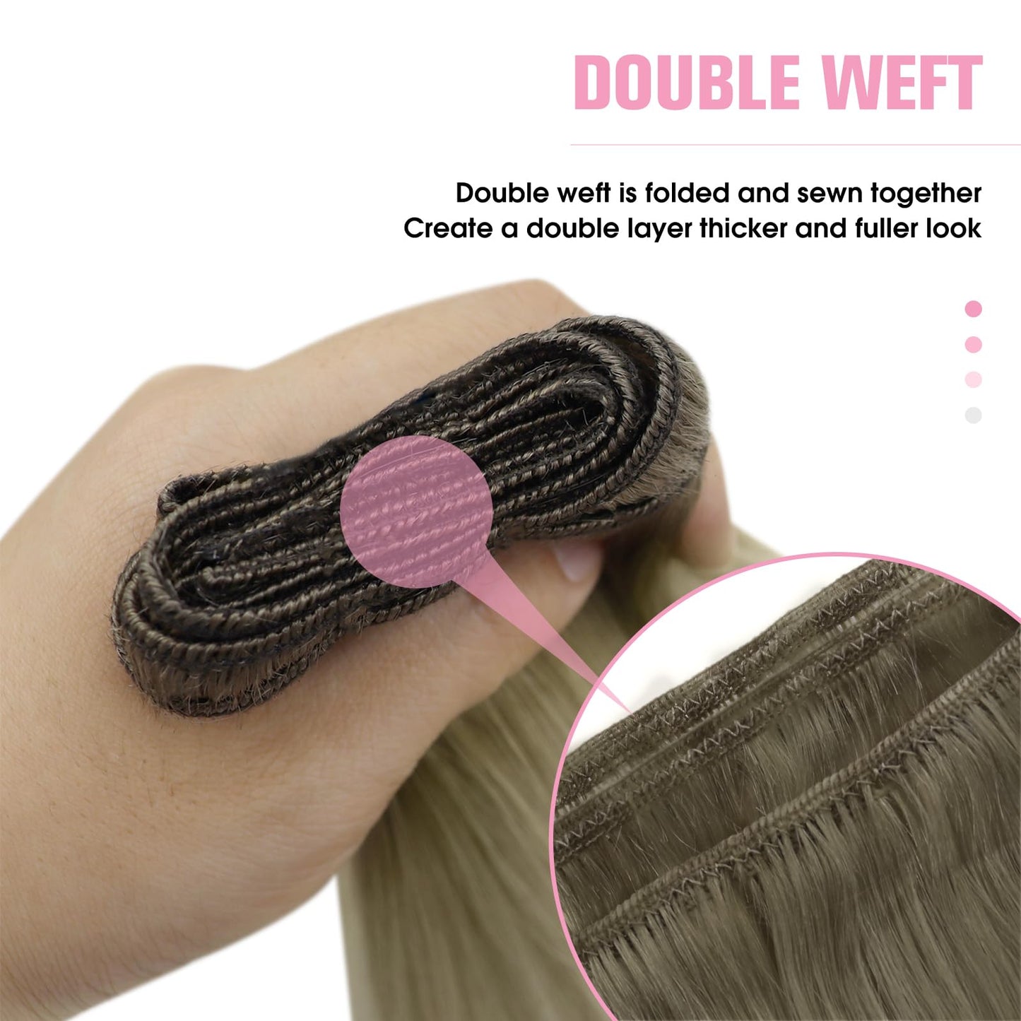 YoungSee blonde 45cm real hair weft for sewing in ash blonde ombre blond hair extensions double weft weave extensions for women 100g #SUN