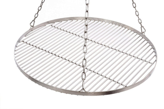 Grill grate Ø 70 cm with chain stainless steel 5 mm grill rod thickness 14 mm rod spacing for swing grill BBQ tripod