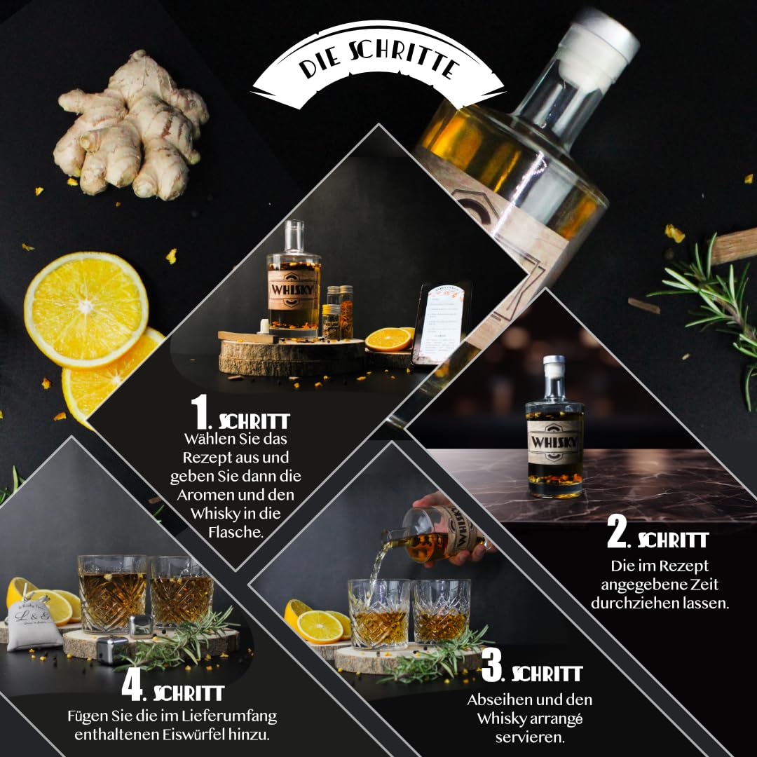 L&G® - Arranged Whisky Making and Tasting Kit - Gift Ideas - Original DIY Whisky Gift Set - Christmas, Birthday - Made in France - High-Quality Ingredients and Accessories