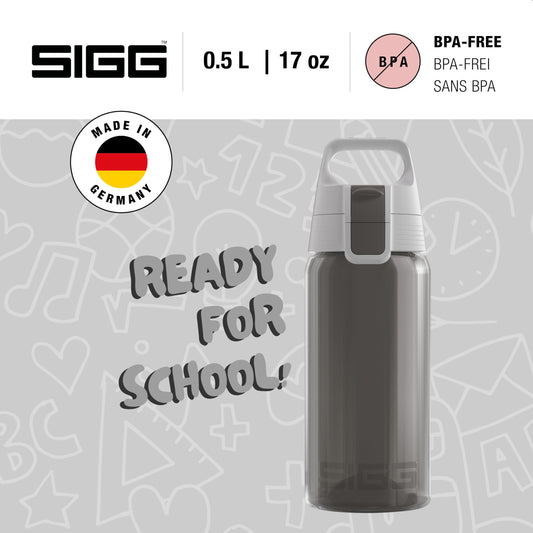 SIGG - Kids Water Bottle - Viva One Anthracite - Suitable for Carbonated Drinks - Leak-proof - Dishwasher Safe - BPA-free - Sports & School - Gray - 0.5L