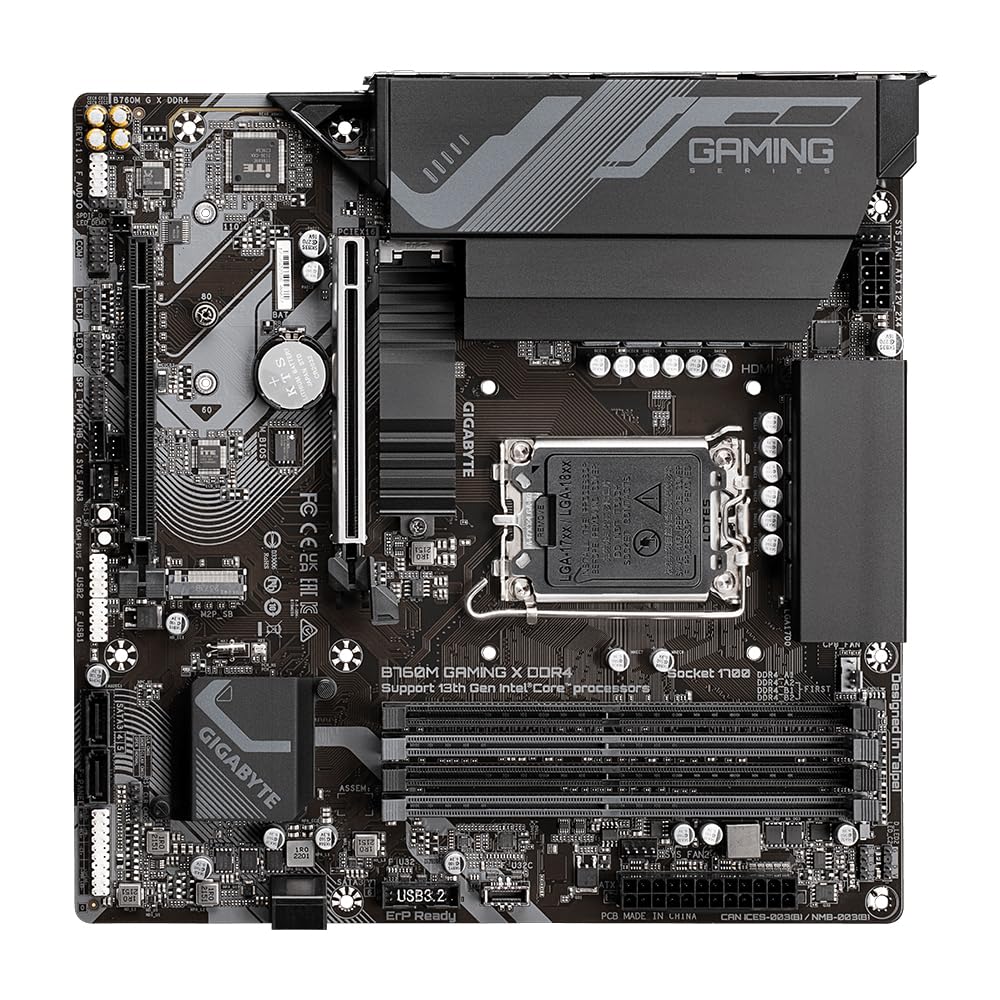 GIGABYTE B760M GAMING X DDR4 Motherboard - Supports Intel Core 14th Gen CPUs, 8+1+1 Phase Digital VRM, up to 5333MHz DDR4 (OC), 2xPCIe 4.0 M.2, 2.5GbE LAN, USB 3.2 Gen2