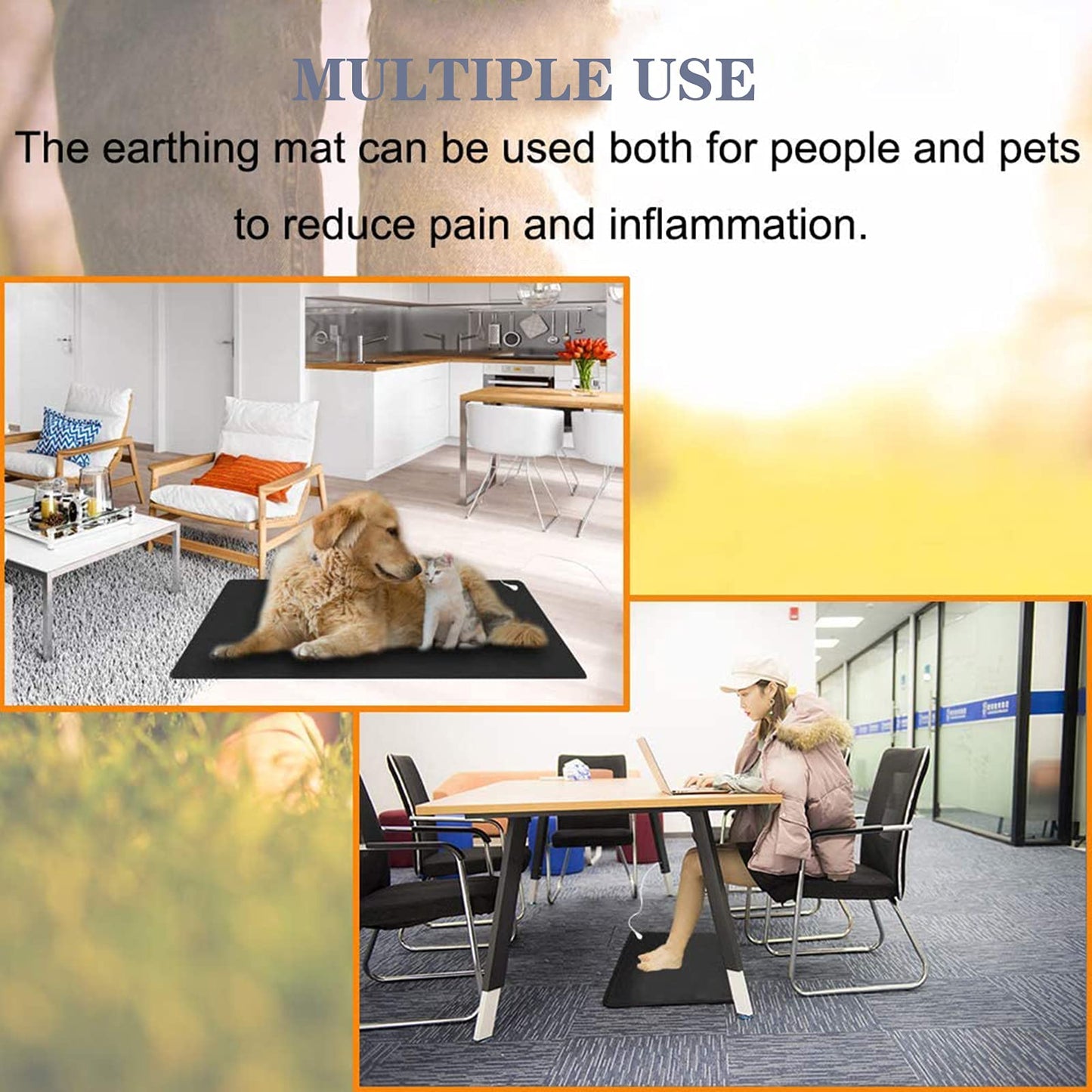 Grounding mat, 100 * 30cm, Grounding mat set with EU grounding cable, Universal grounding mat antistatic mat for under the desk, table, sofa (100 * 30 CM)