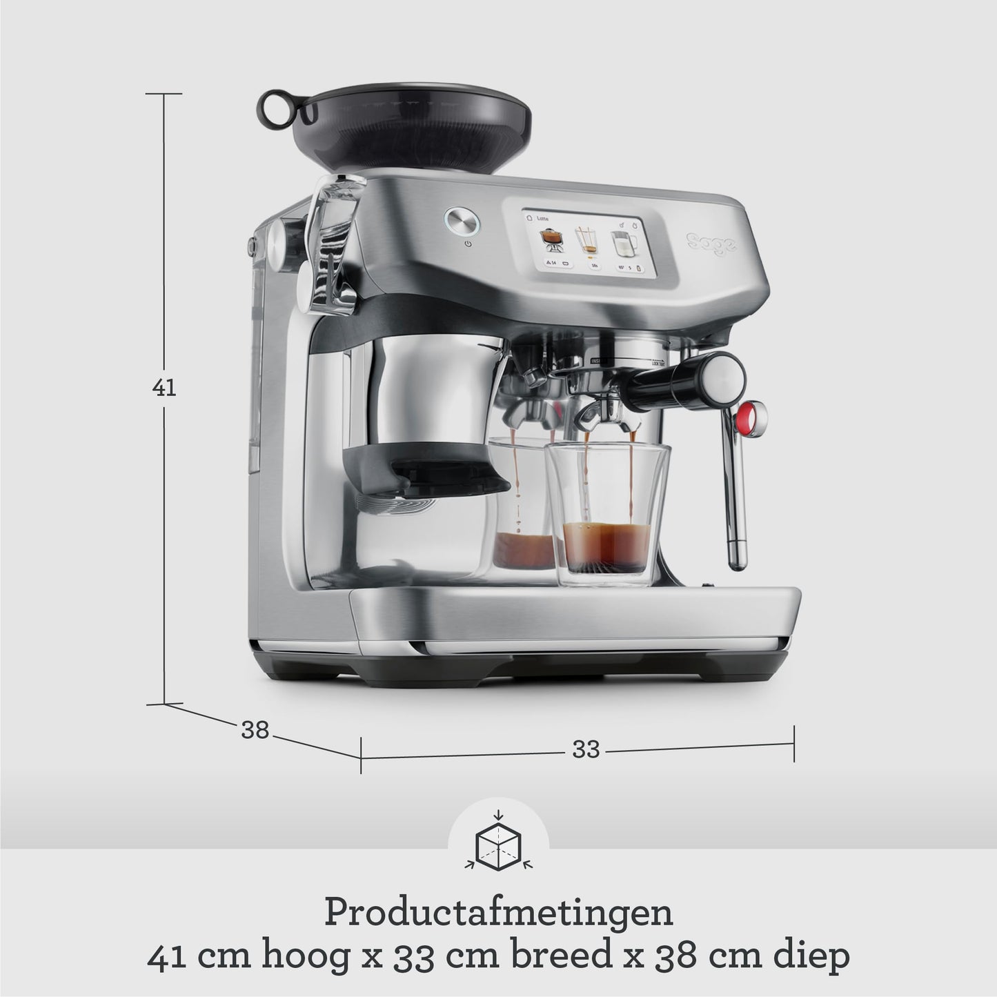 Sage - The Barista Touch Impress - coffee machine with automatic milk frothing, built-in grinder & Cold Brew function - Intelligent dosing, assisted tamping - Black stainless steel