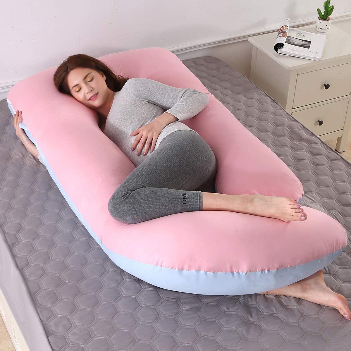 SHANNA Pregnancy Pillow Side Sleeper Pillow Nursing Pillow U Shaped XXL Support Pillow 70*145CM Large Body Pillow with Removable and Washable Cover, U-Shape Pregnancy Body Pillow
