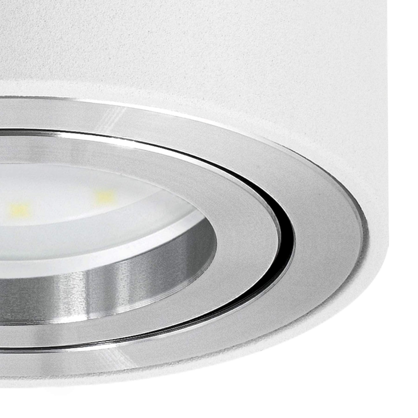 SSC-LUXon CELI-1W 4-piece set of LED surface-mounted spots in white round design - 4x surface-mounted spotlights flat swivelling with fourSTEP LED 4W warm white dimming without a dimmer.