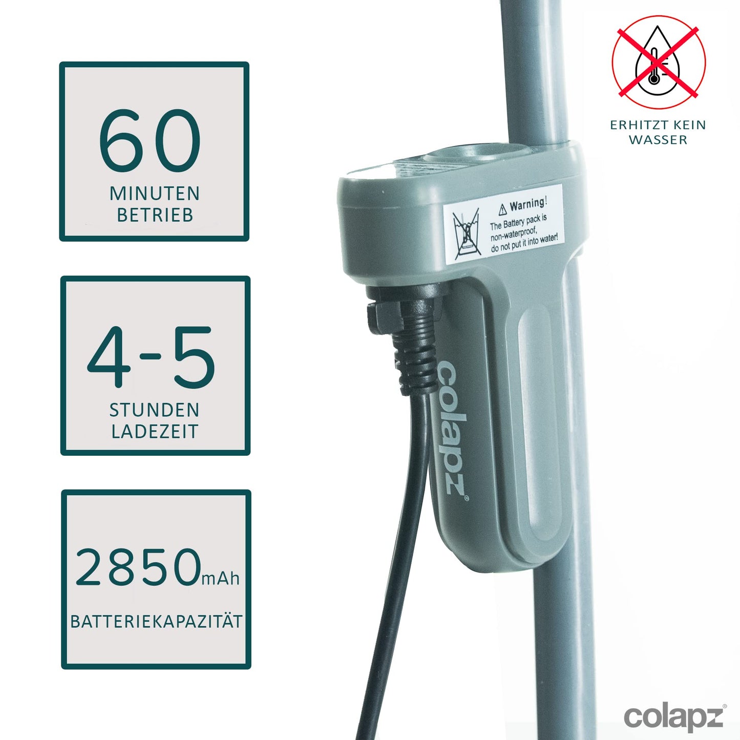 Colapz portable camping shower with battery & pump - rechargeable outdoor shower for camping, caravans, motorhomes, vans, cars & pets - USB charge & carry bag