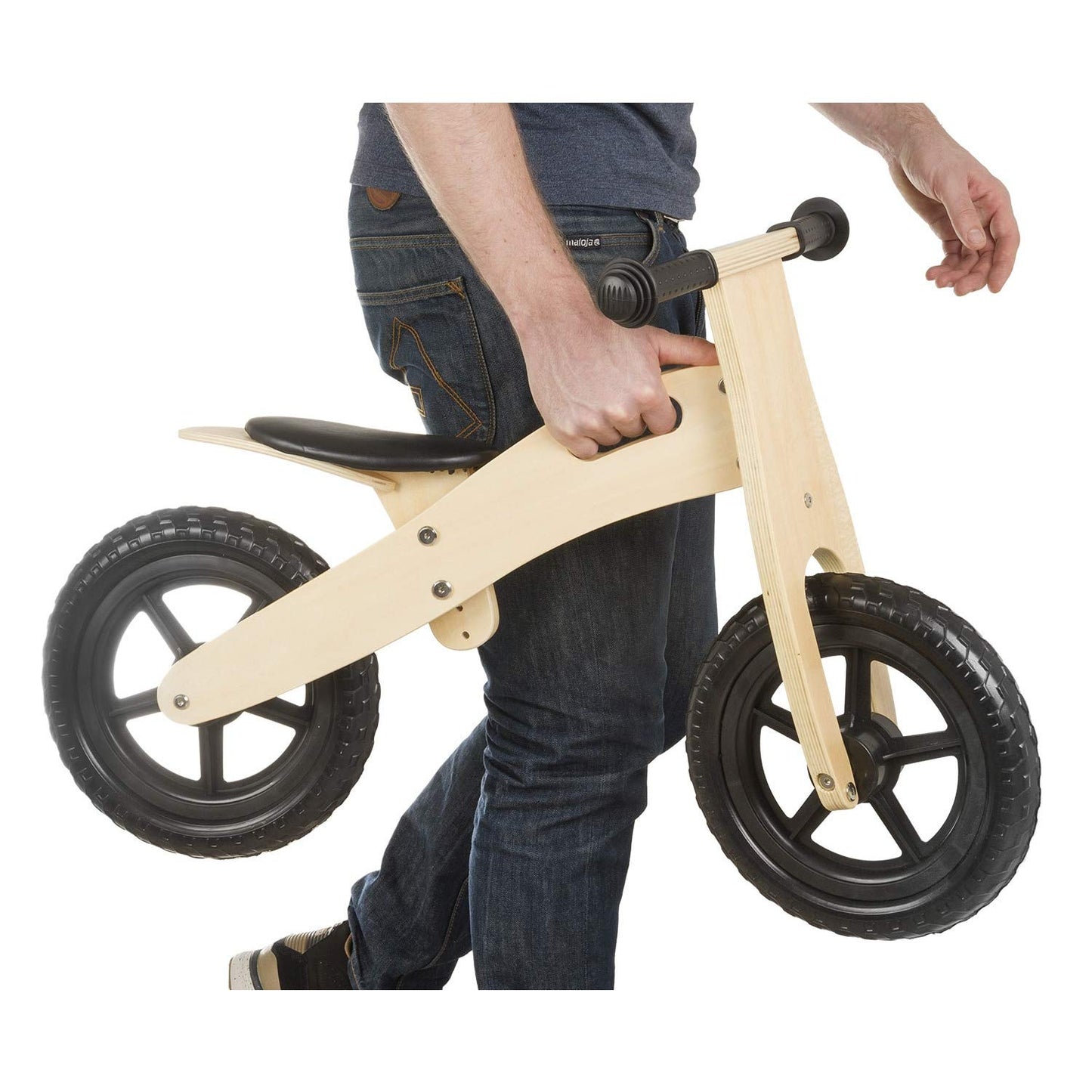 M-Wave Other Children's Wooden Balance Bike Learning Bike Natural/Black 12 Inch