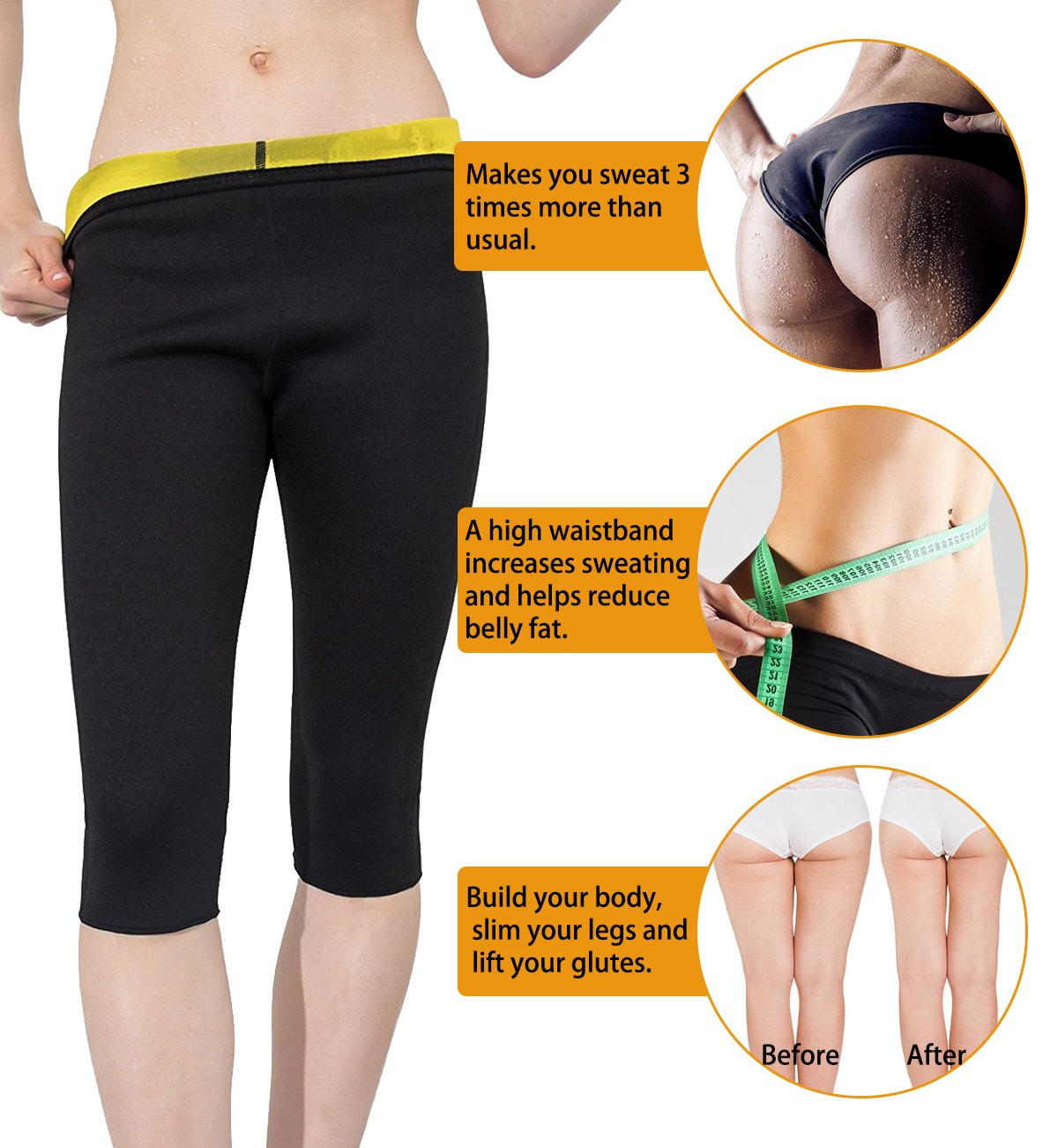 Martiount Women's Sweatpants for Weight Loss Sauna Effect High Waist Weight Loss Leggings for Women Neoprene Training Slim Hot Yoga Tummy Control Workout Capri M