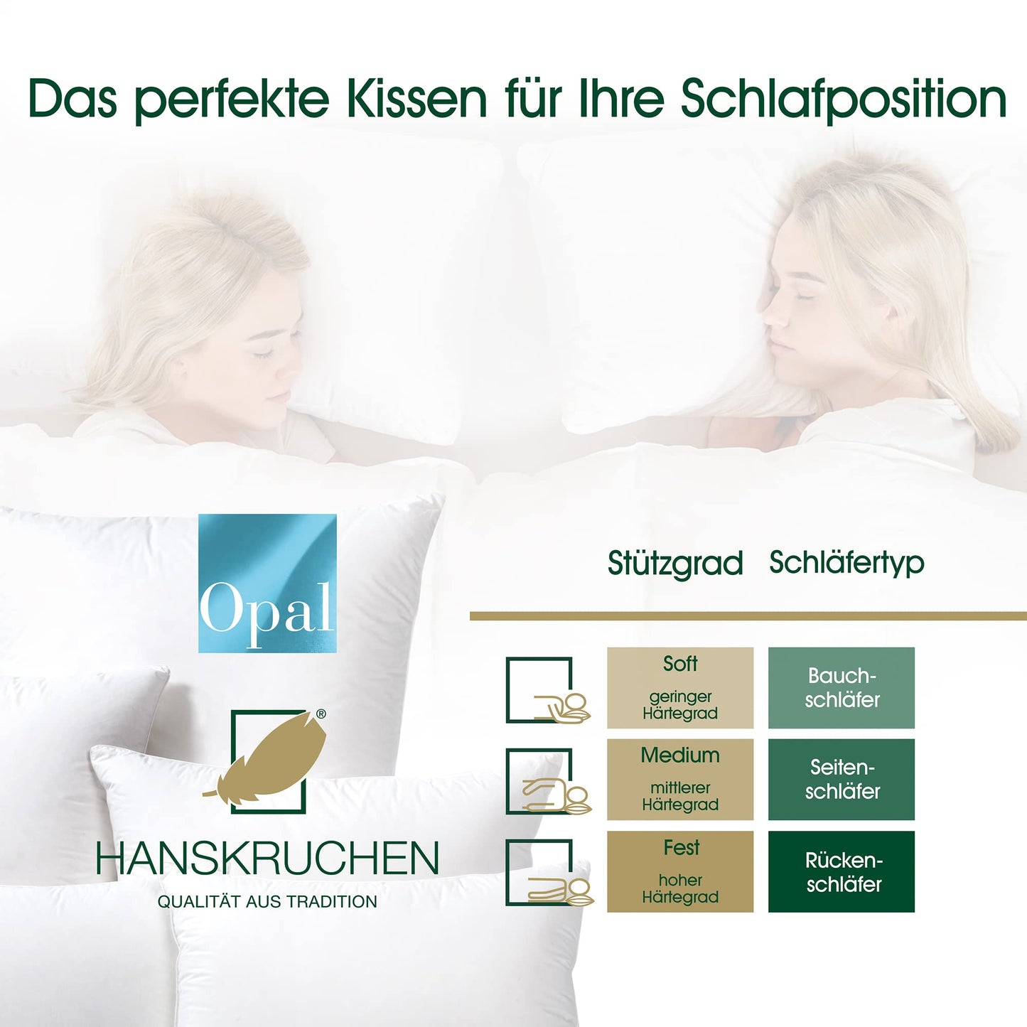 Hanskruchen 925.22.302 down pillow Opal 40 x 80 cm - Suitable for allergy sufferers.