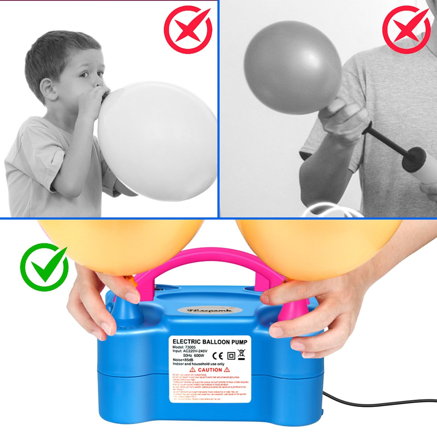 Electric Balloon Pump Quiet, 600W Electric Balloon Pump, Intelligent 2 Mode Electric Balloon Pump, Portable Pump for Balloons, Balloon Pump for Party, Wedding, Christmas